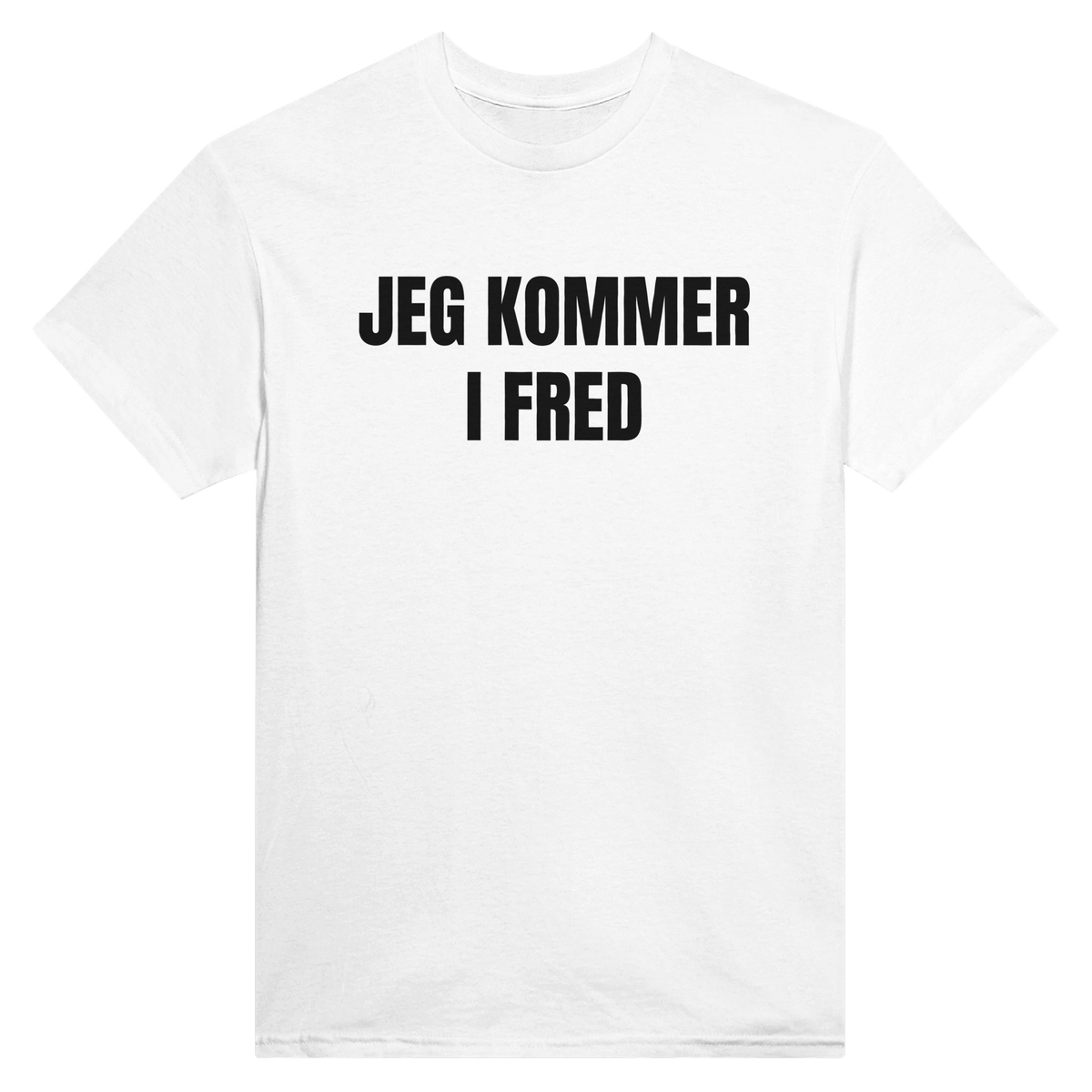 Jeg kommer i fred – morsom t-skjorte med norsk humor fra Køddeklær