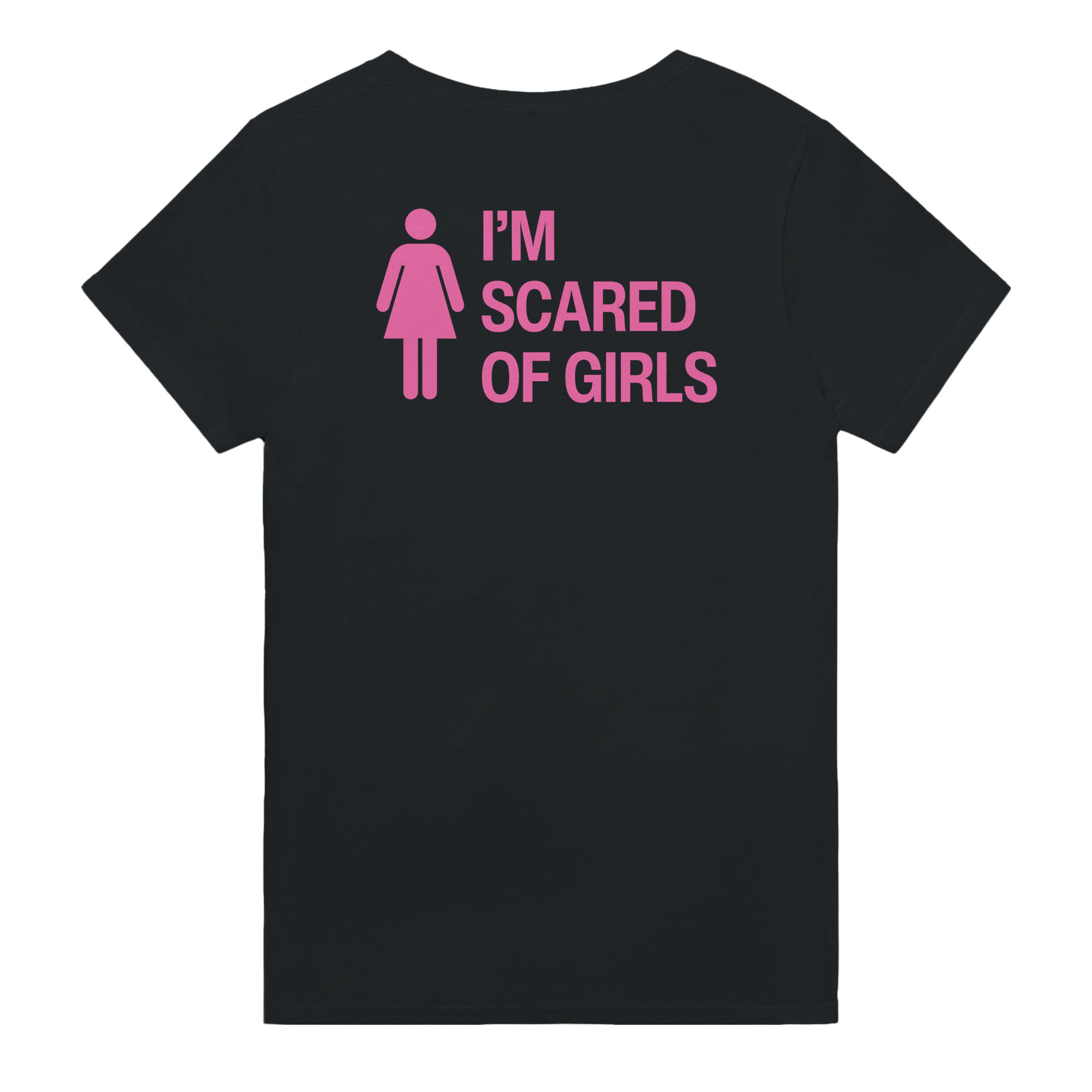 I'm scared of girls – morsom t-skjorte med backprint fra Køddeklær