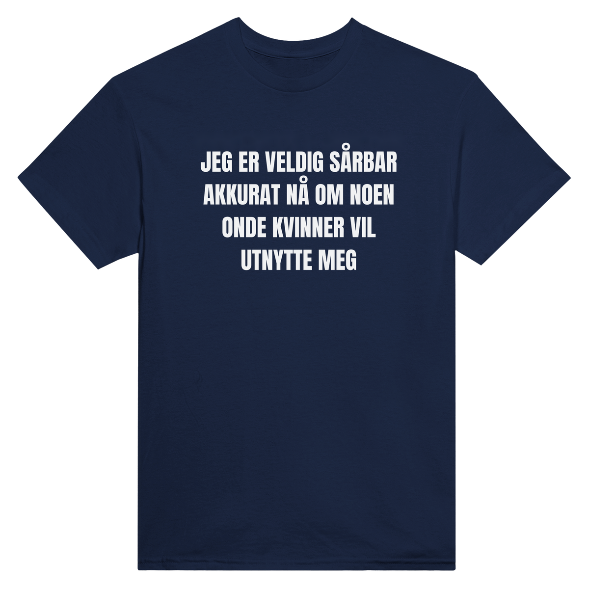 Jeg er veldig sårbar akkurat nå om noen onde kvinner vil utnytte meg - t-skjorte – Navy