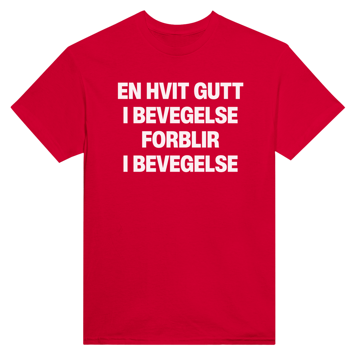 En hvit gutt i bevegelse forblir i bevegelse - t-skjorte – Red