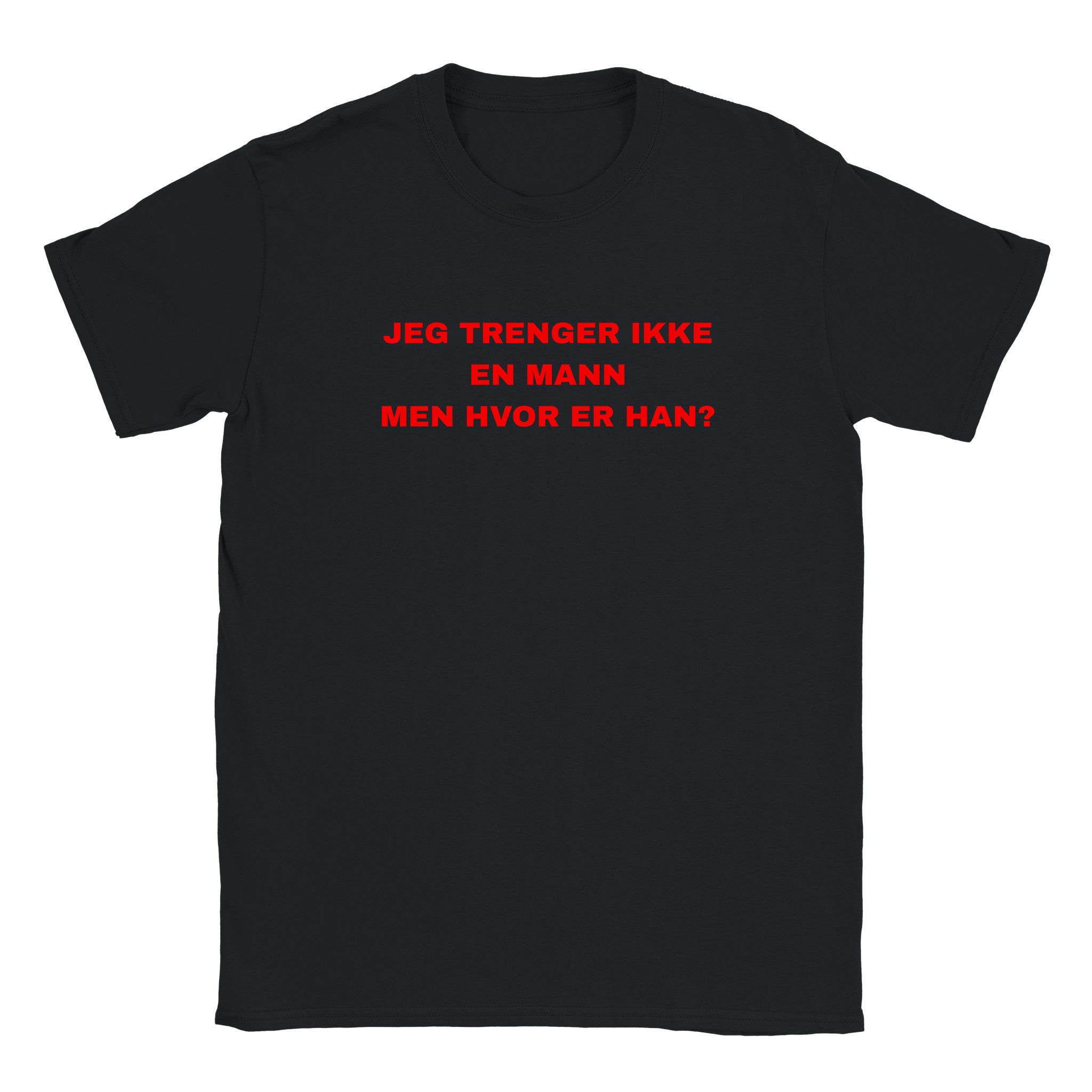 Jeg trenger ikke en mann men hvor er han? - Baby tee – Black
