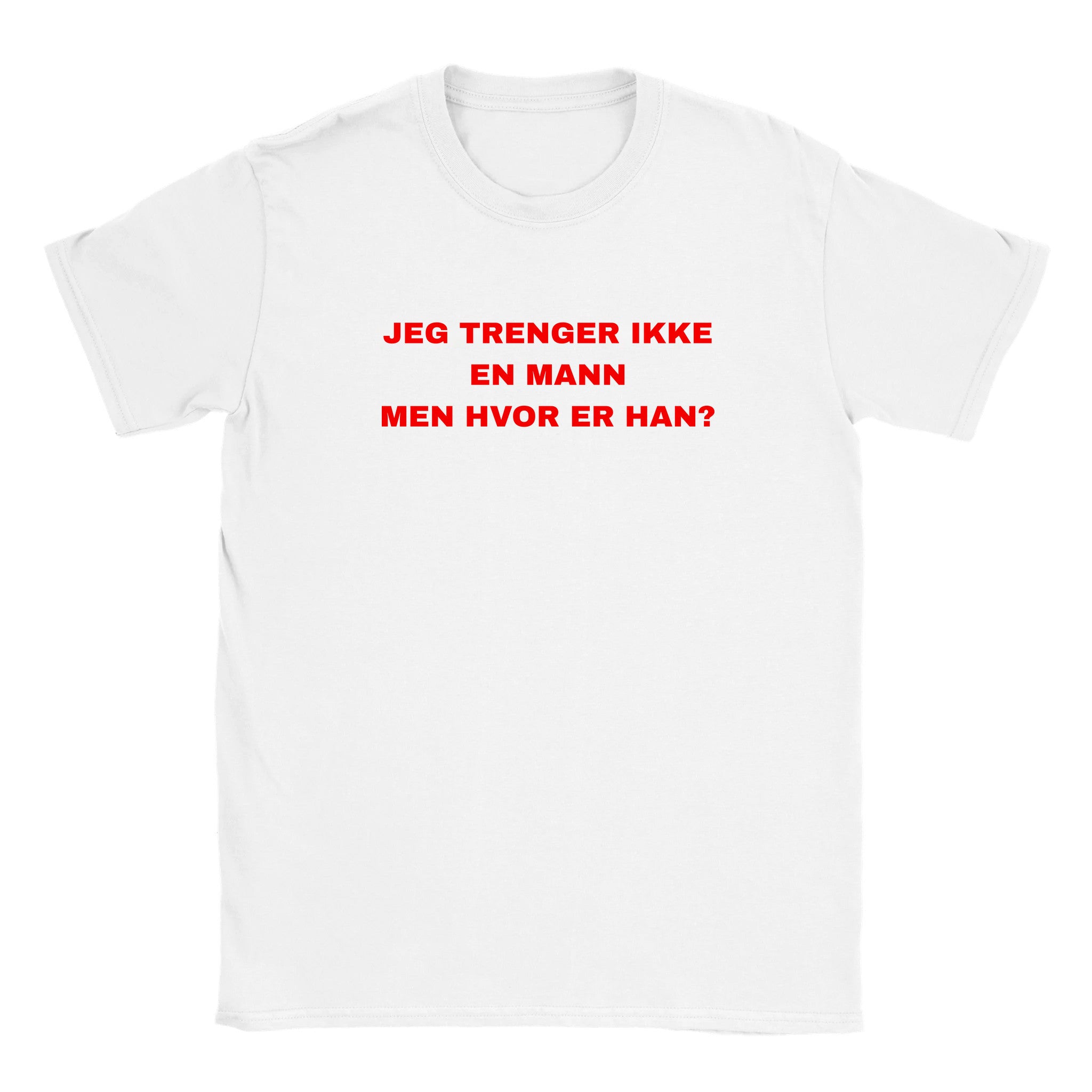Jeg trenger ikke en mann men hvor er han? - Baby tee – White