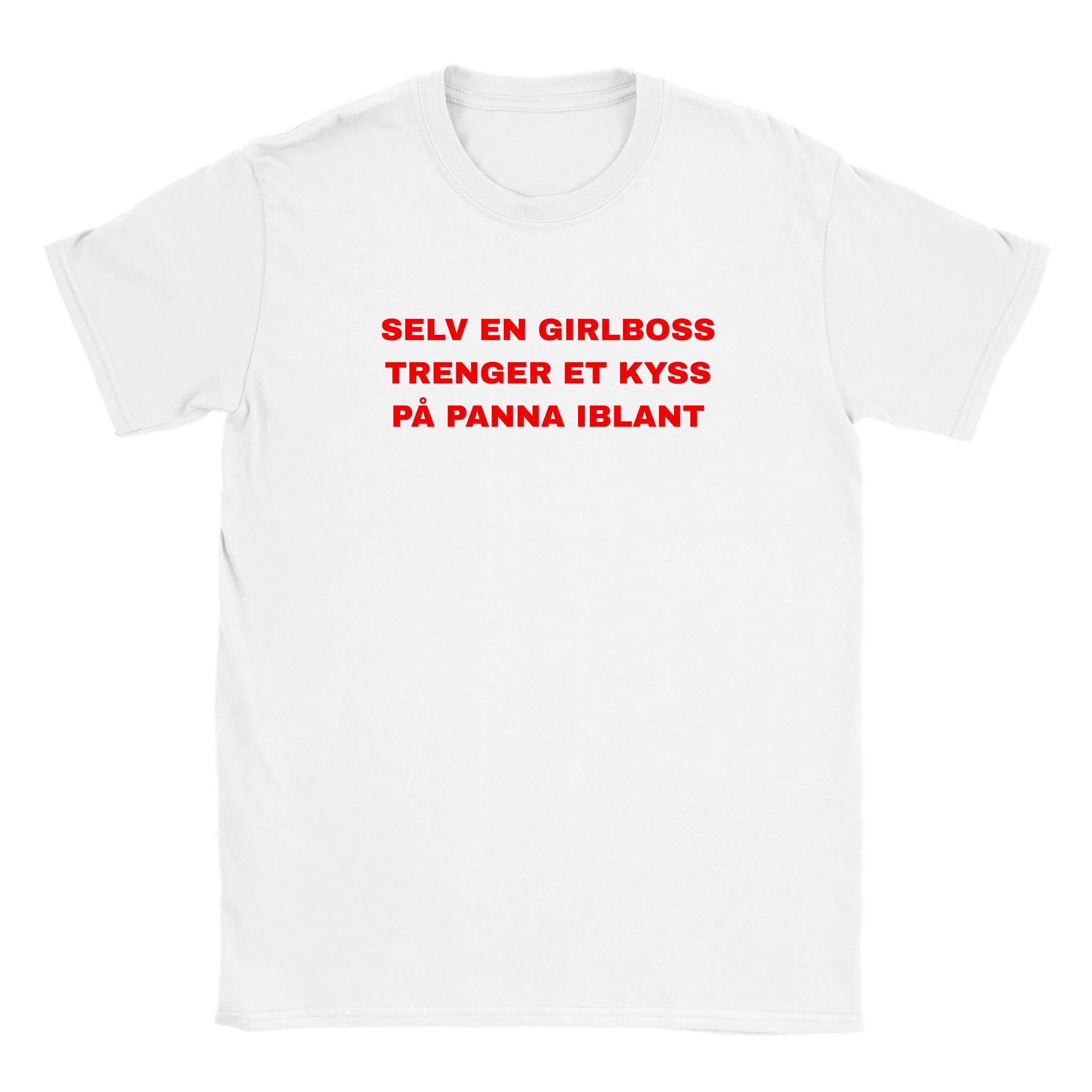Selv en girlboss trenger et kyss på panna iblant - Baby tee – White