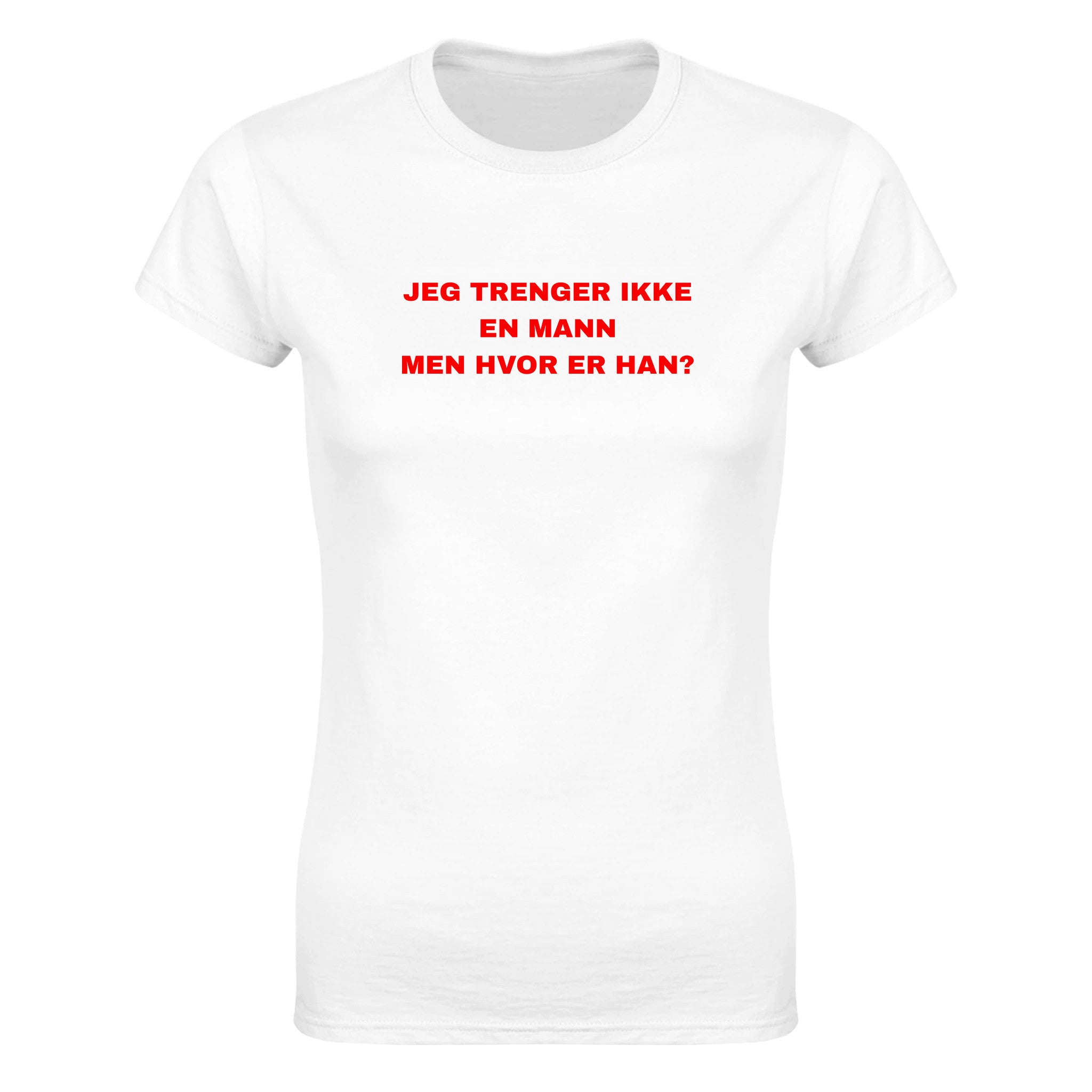 Jeg trenger ikke en mann men hvor er han? - Dame t-skjorte – White
