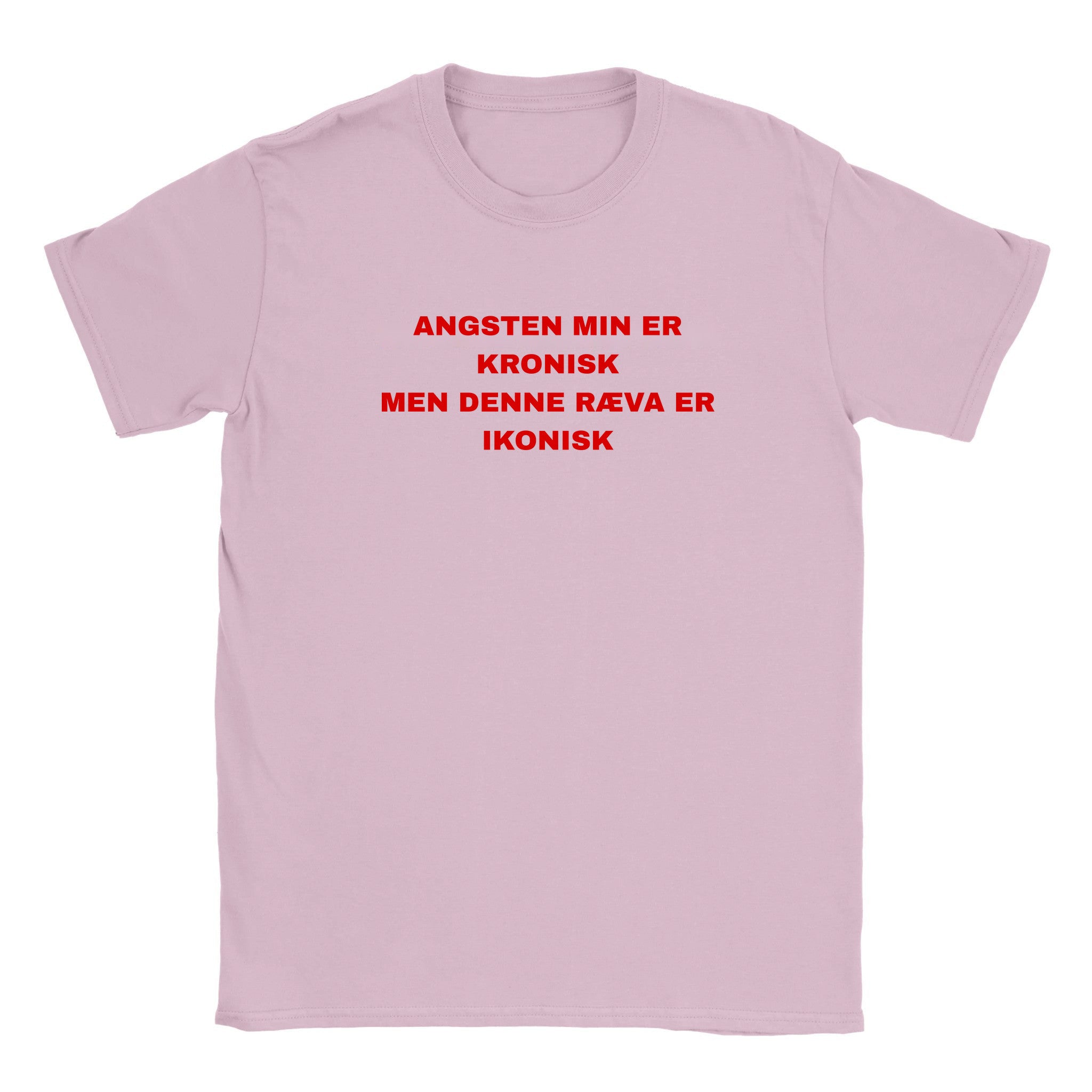 Angsten min er kronisk men denne ræva er ikonisk - Baby tee – Light Pink