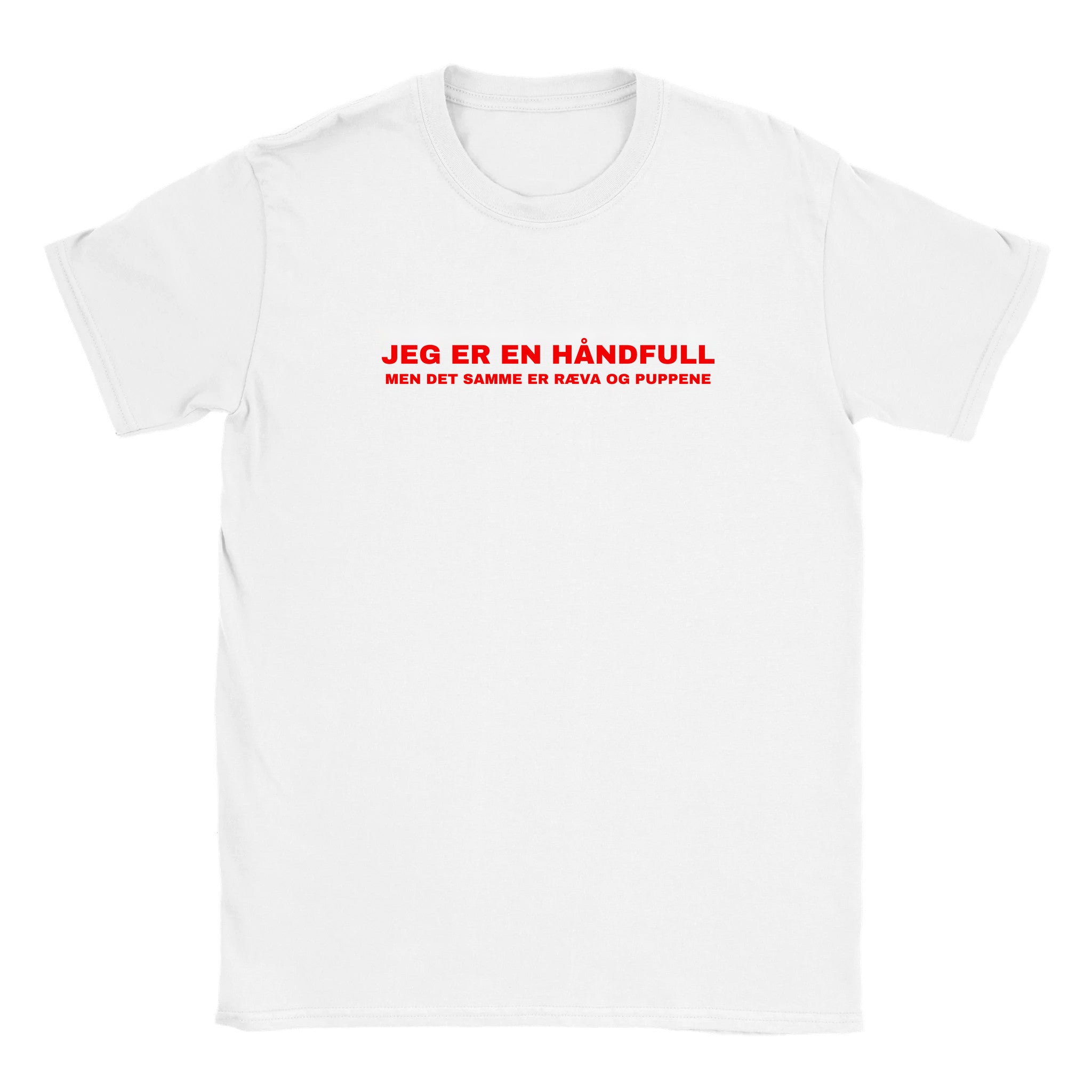 Jeg er en håndfull men det samme er ræva og puppene - Baby tee – White
