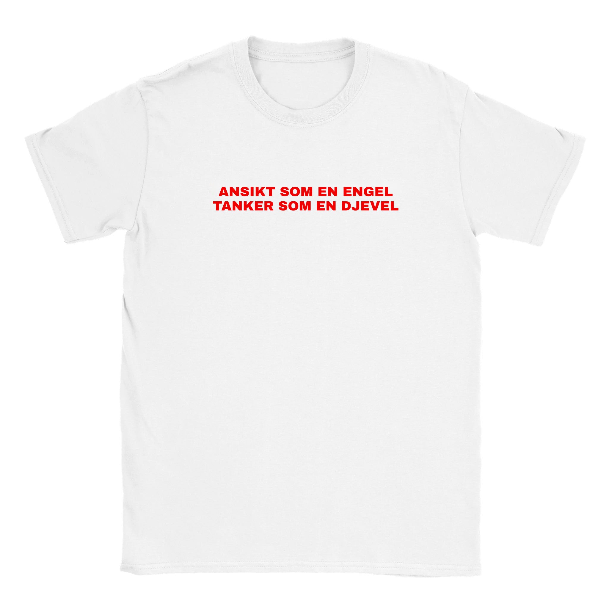 Ansikt som en engel tanker som en djevel - Baby tee – White