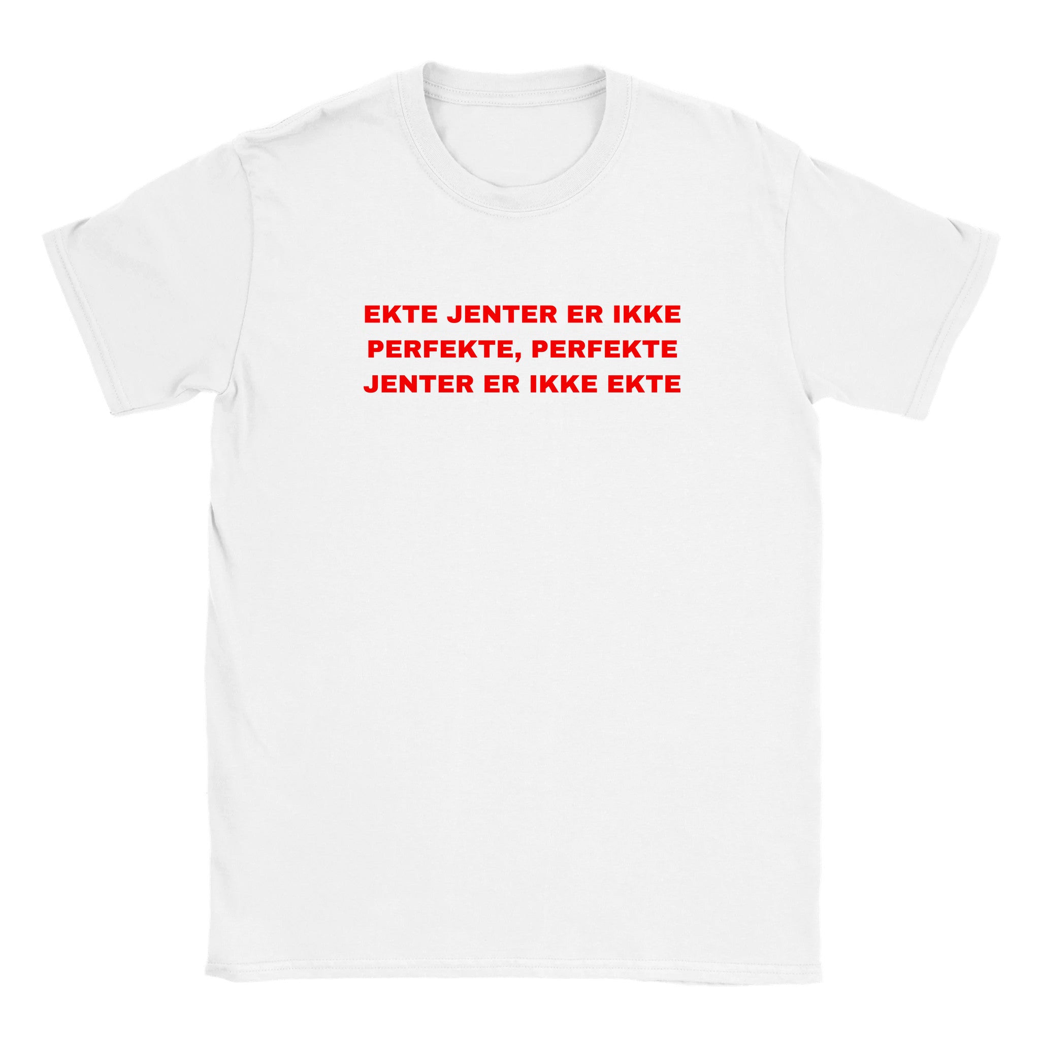 Ekte jenter er ikke perfekte, perfekte jenter er ikke ekte - Baby tee – White