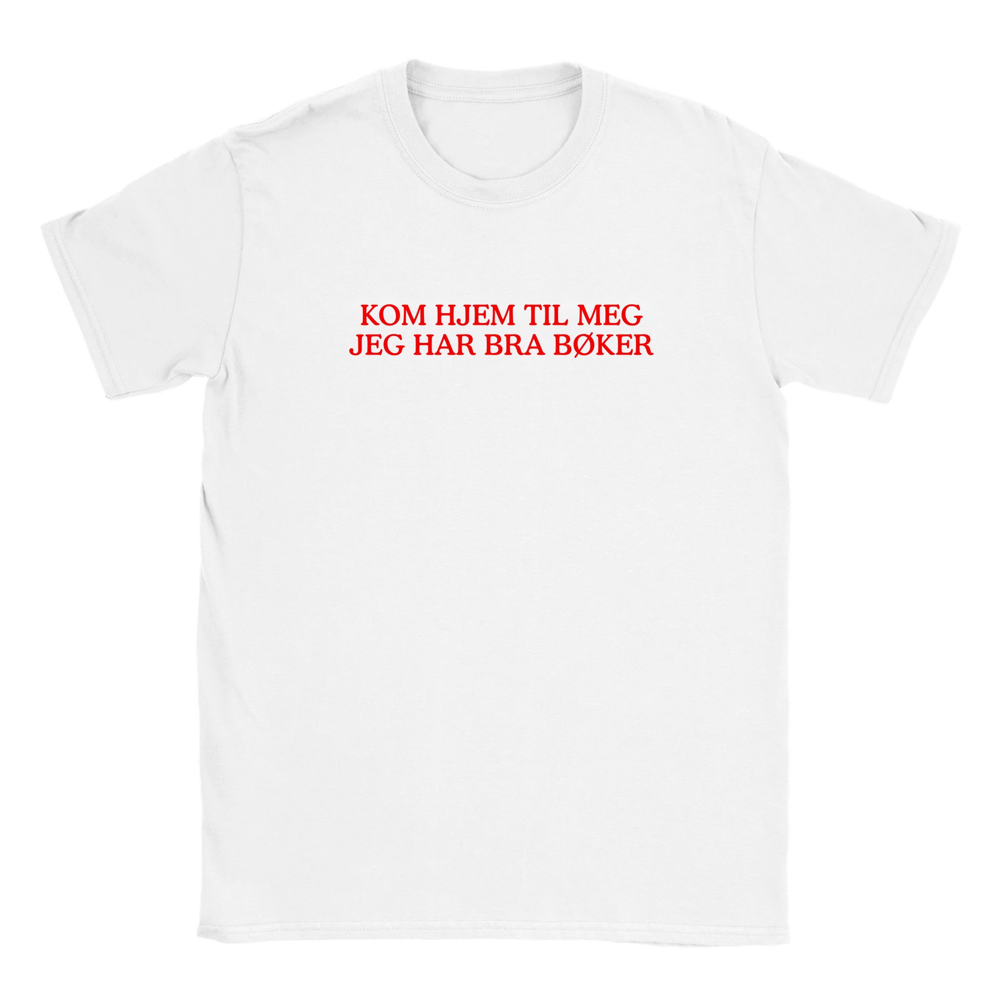Kom hjem til meg jeg har bra bøker - Baby tee – White