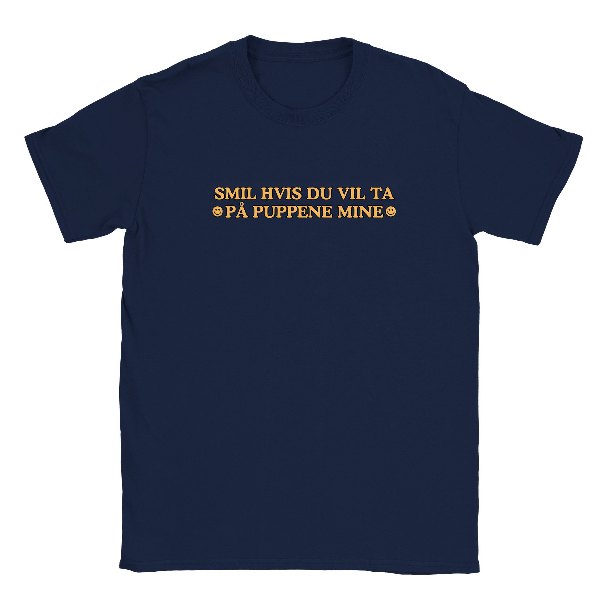 Smil hvis du vil ta på puppene mine - Baby tee – Navy
