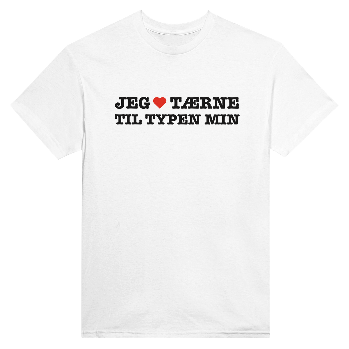Jeg hjerte tærne til typen min – morsom t-skjorte med norsk humor fra Køddeklær