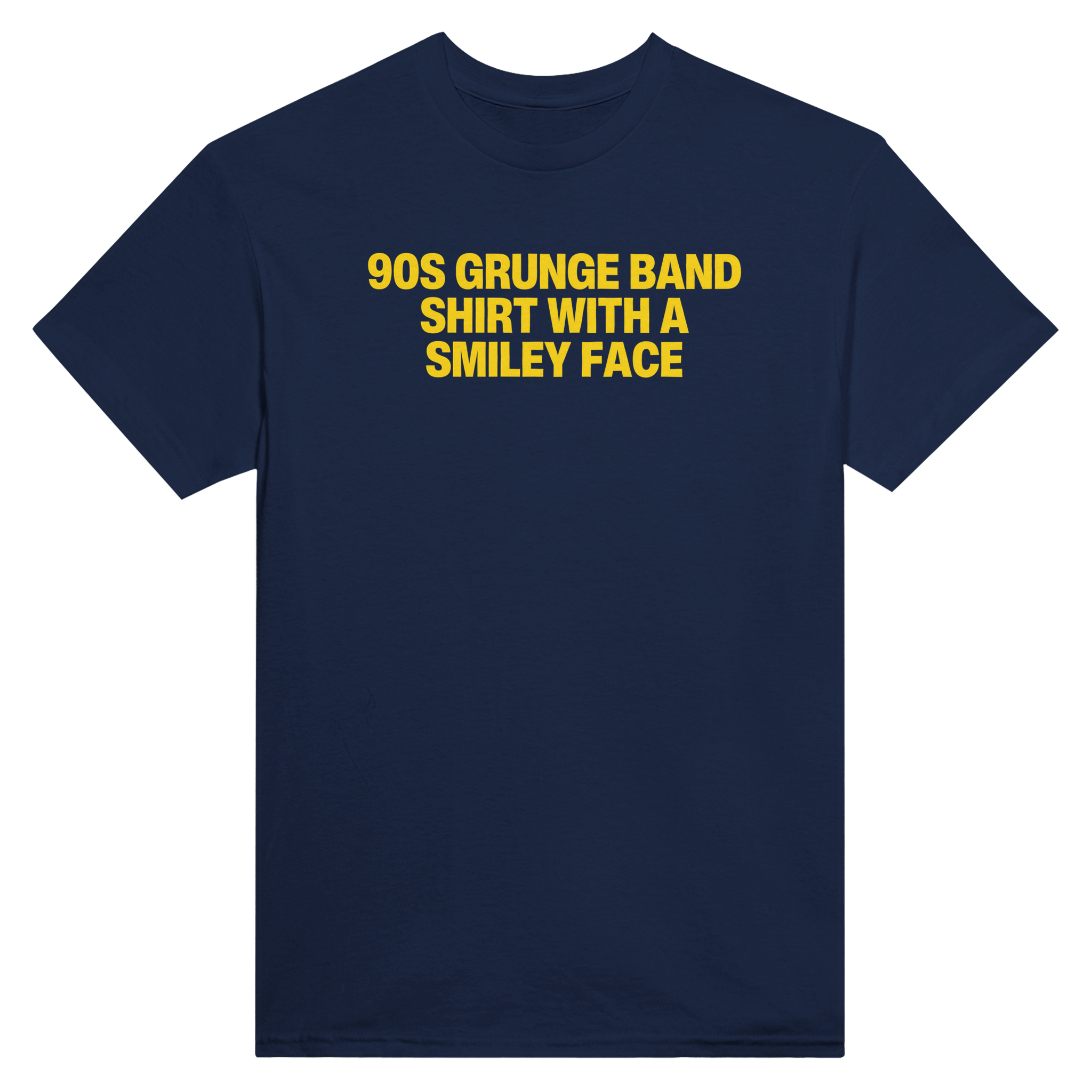 90s grunge band shirt with a smiley face – morsom t-skjorte fra Køddeklær