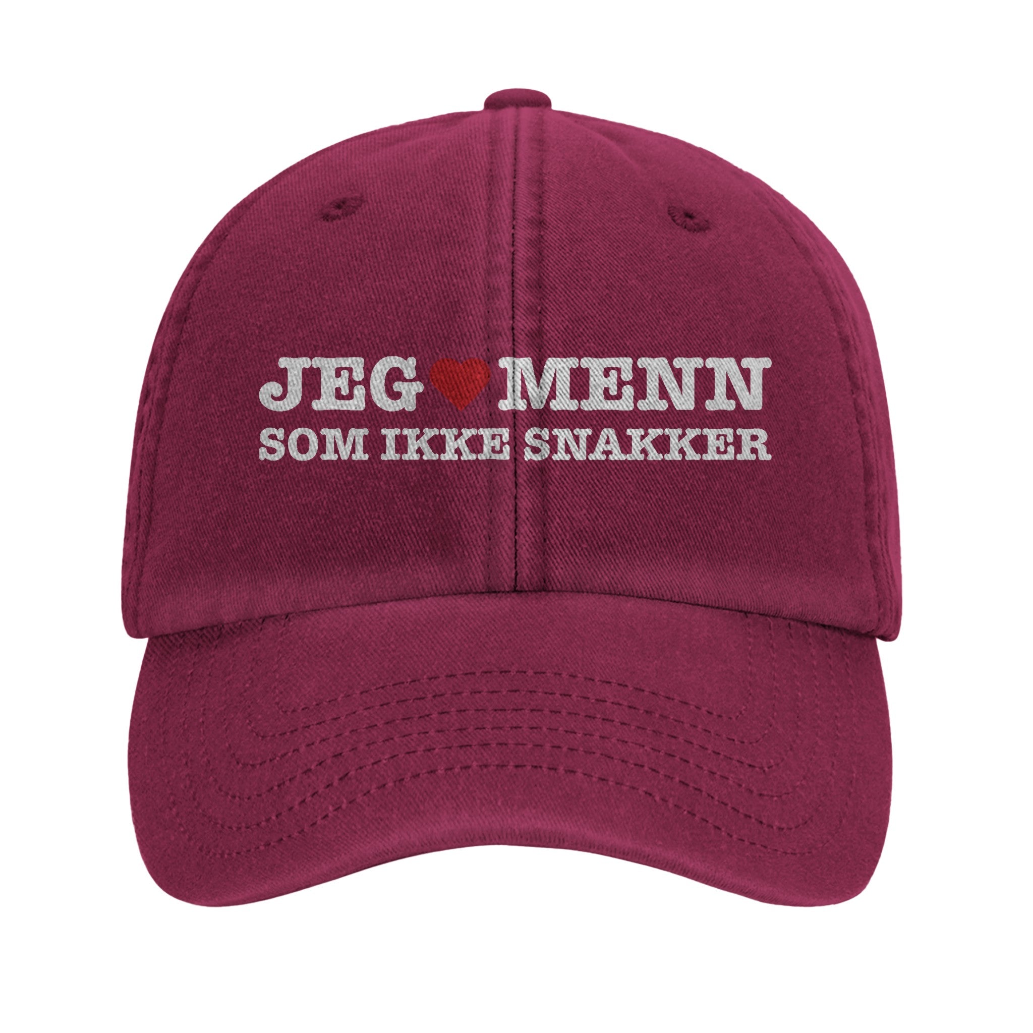 Jeg hjerte menn som ikke snakker – morsom caps med broderi fra Køddeklær
