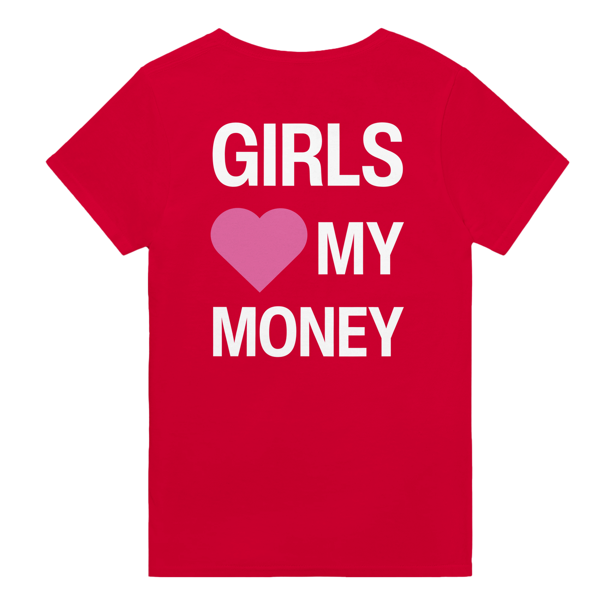 Girls heart my money – morsom t-skjorte med backprint fra Køddeklær