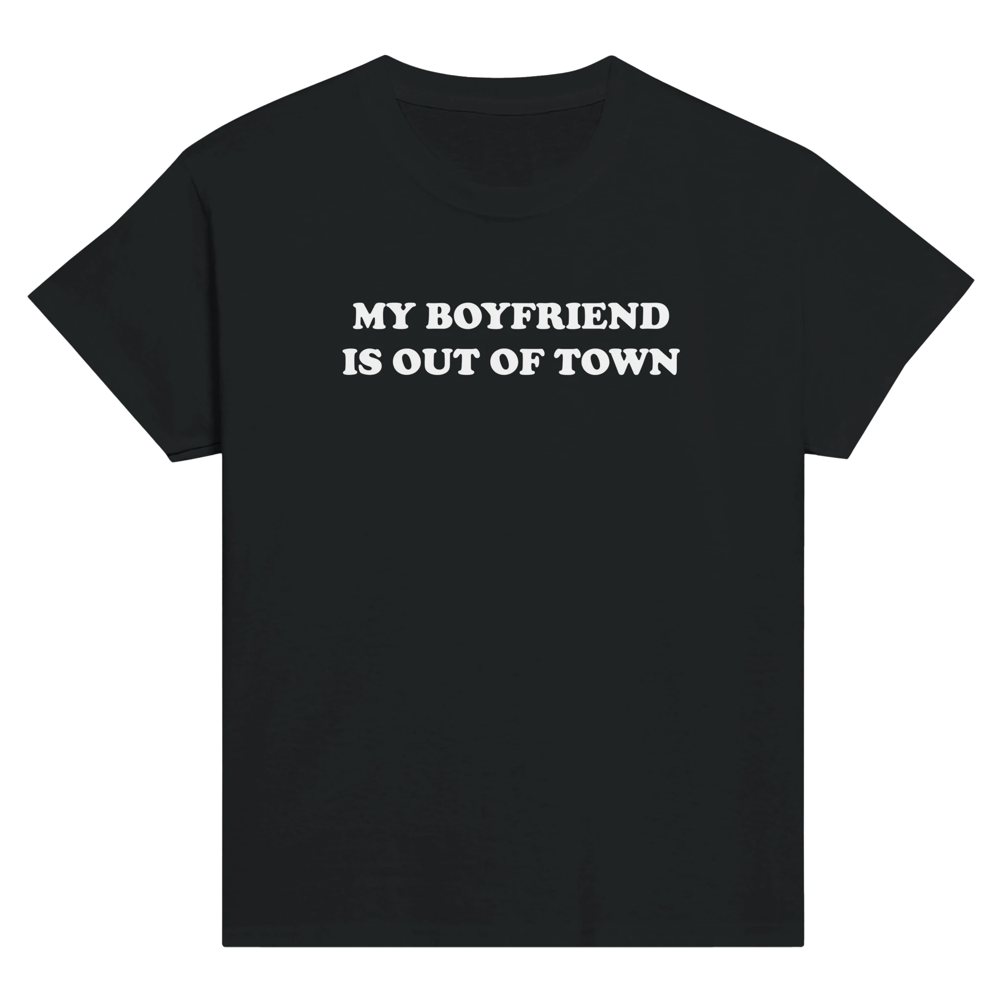 My boyfriend is out of town – morsom baby tee fra Køddeklær