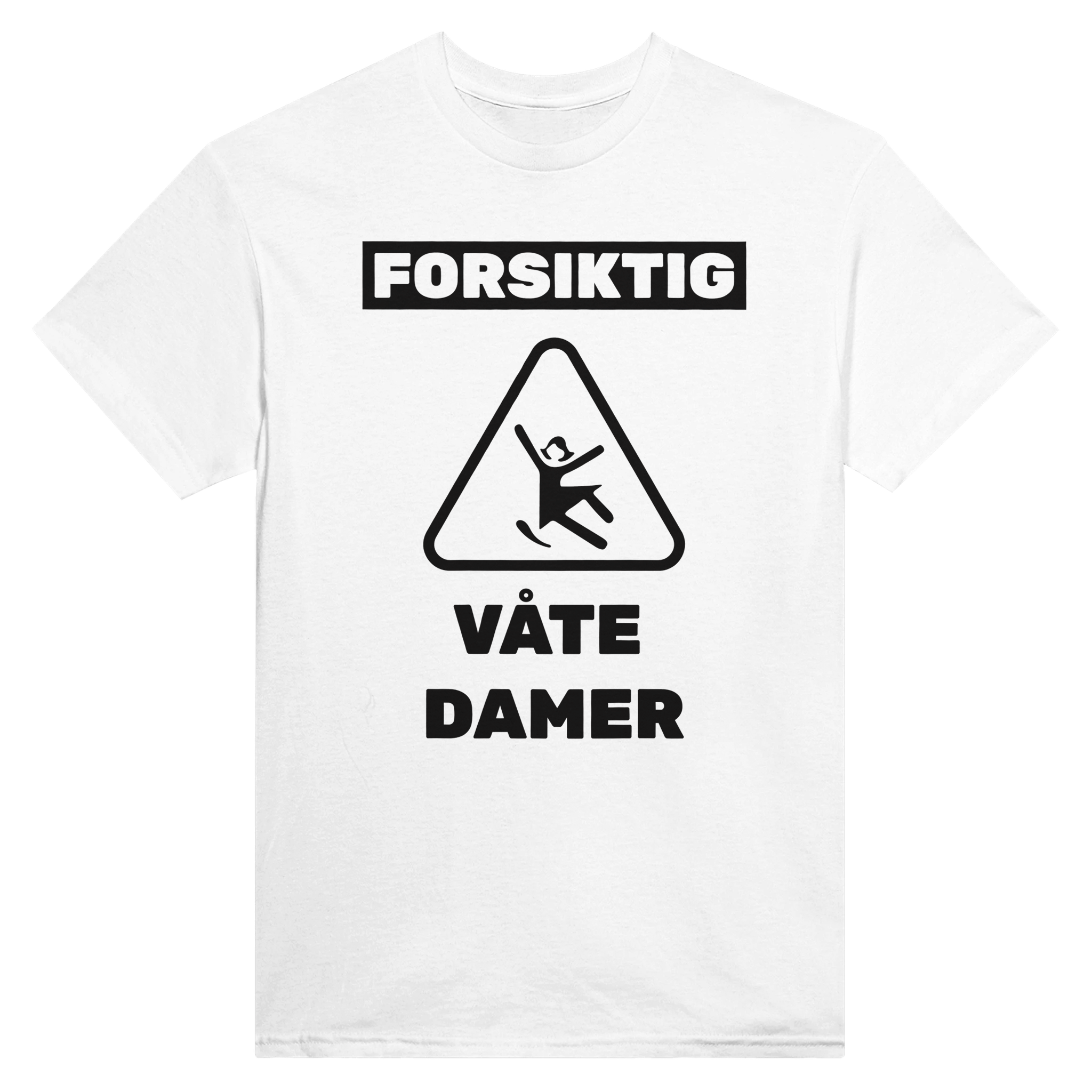 Forsiktig våte damer – morsom t-skjorte fra Køddeklær