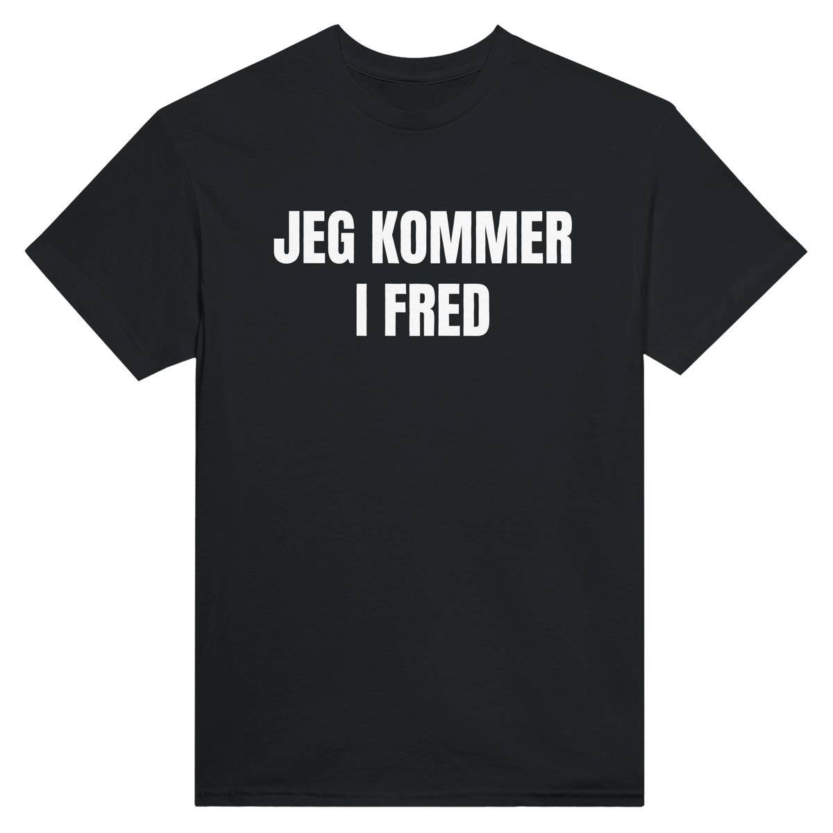 Jeg kommer i fred – morsom t-skjorte med norsk humor fra Køddeklær