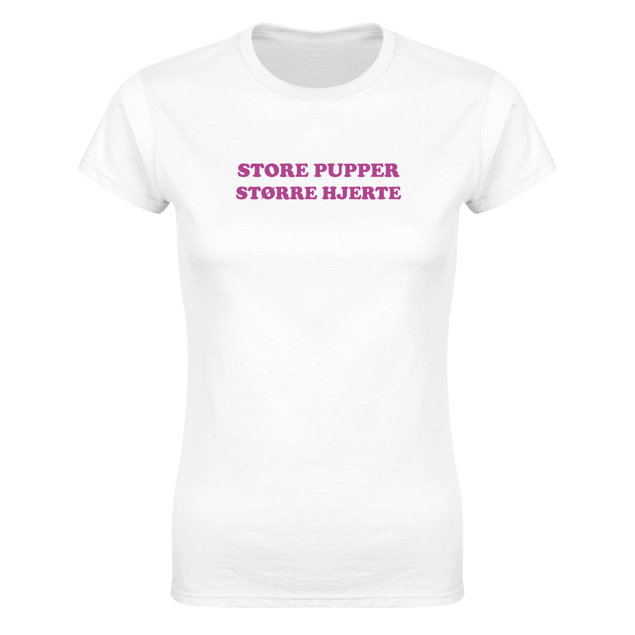 Store pupper større hjerte – morsom dame-t-skjorte fra Køddeklær