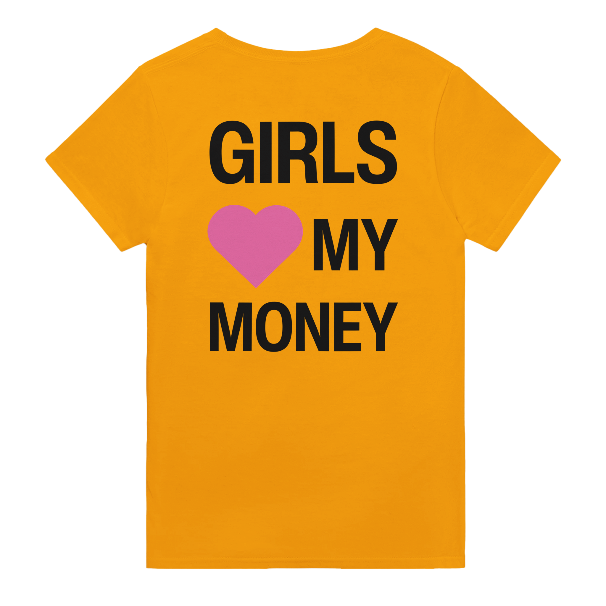 Girls heart my money – morsom t-skjorte med backprint fra Køddeklær