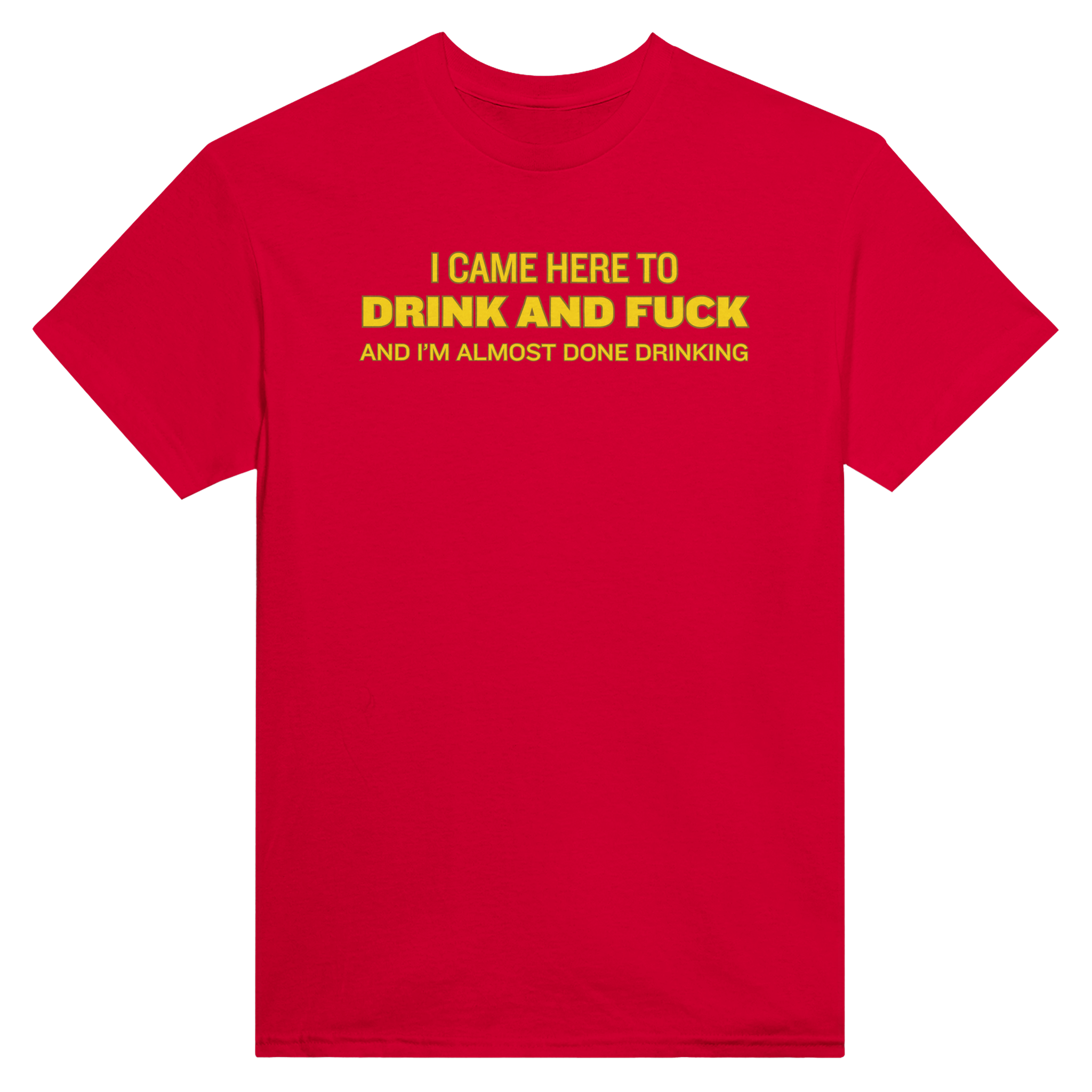 I came here to drink and fuck and i'm almost done drinking – morsom t-skjorte fra Køddeklær