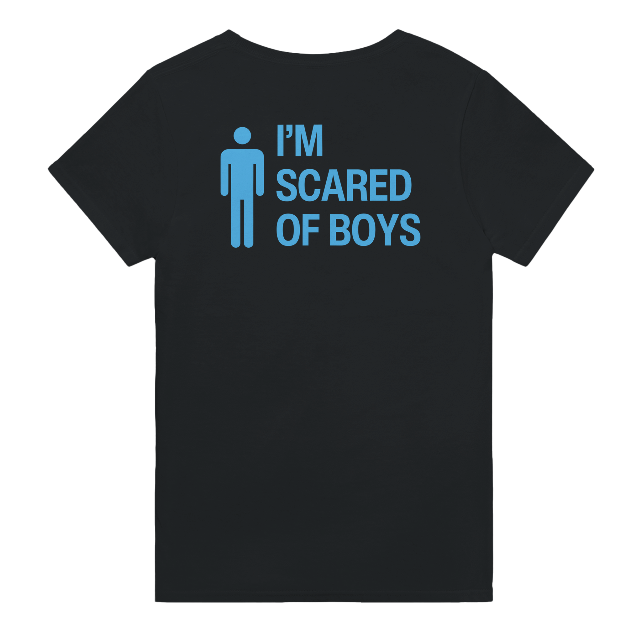 I'm scared of boys – morsom t-skjorte med backprint fra Køddeklær