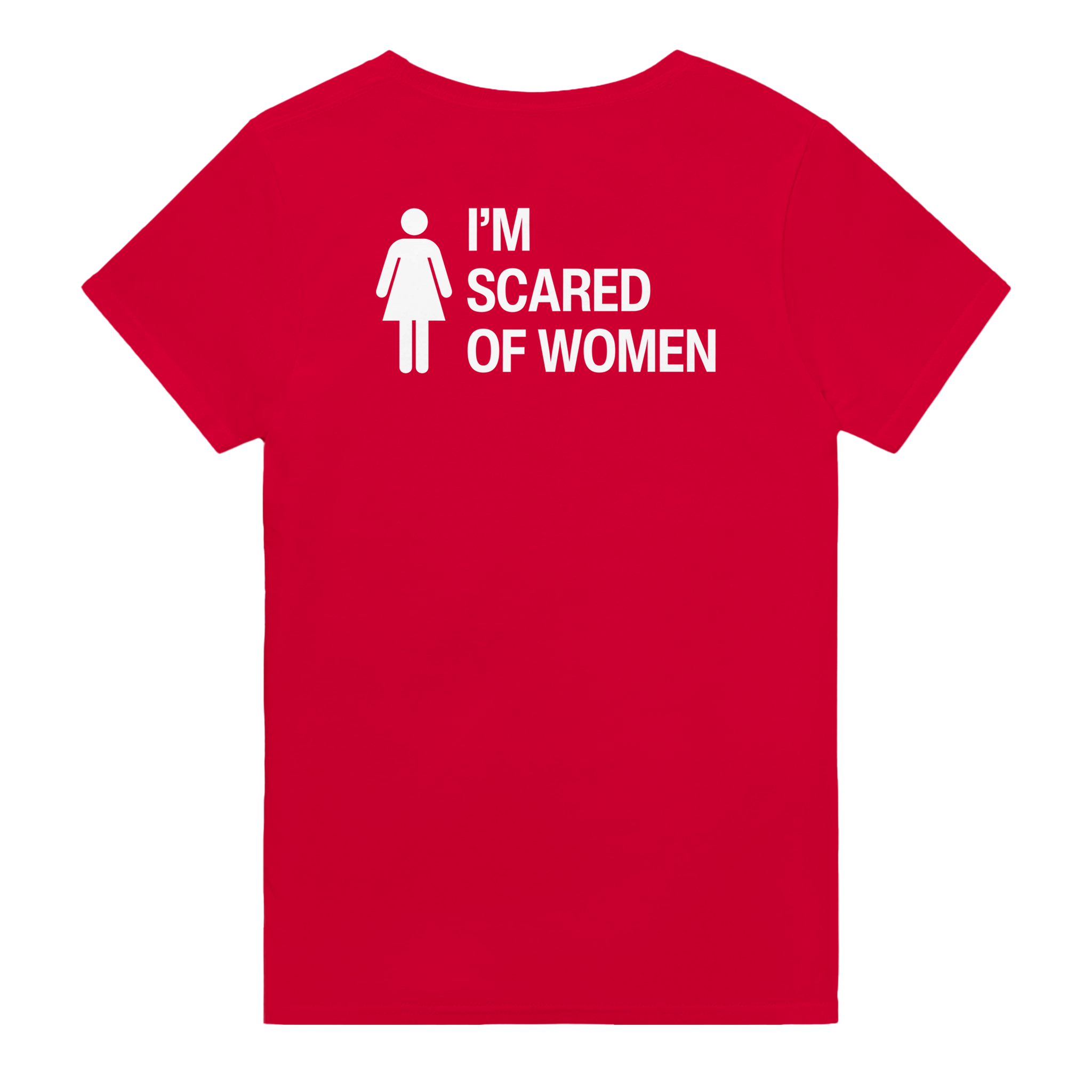 I'm scared of women – morsom t-skjorte med backprint fra Køddeklær