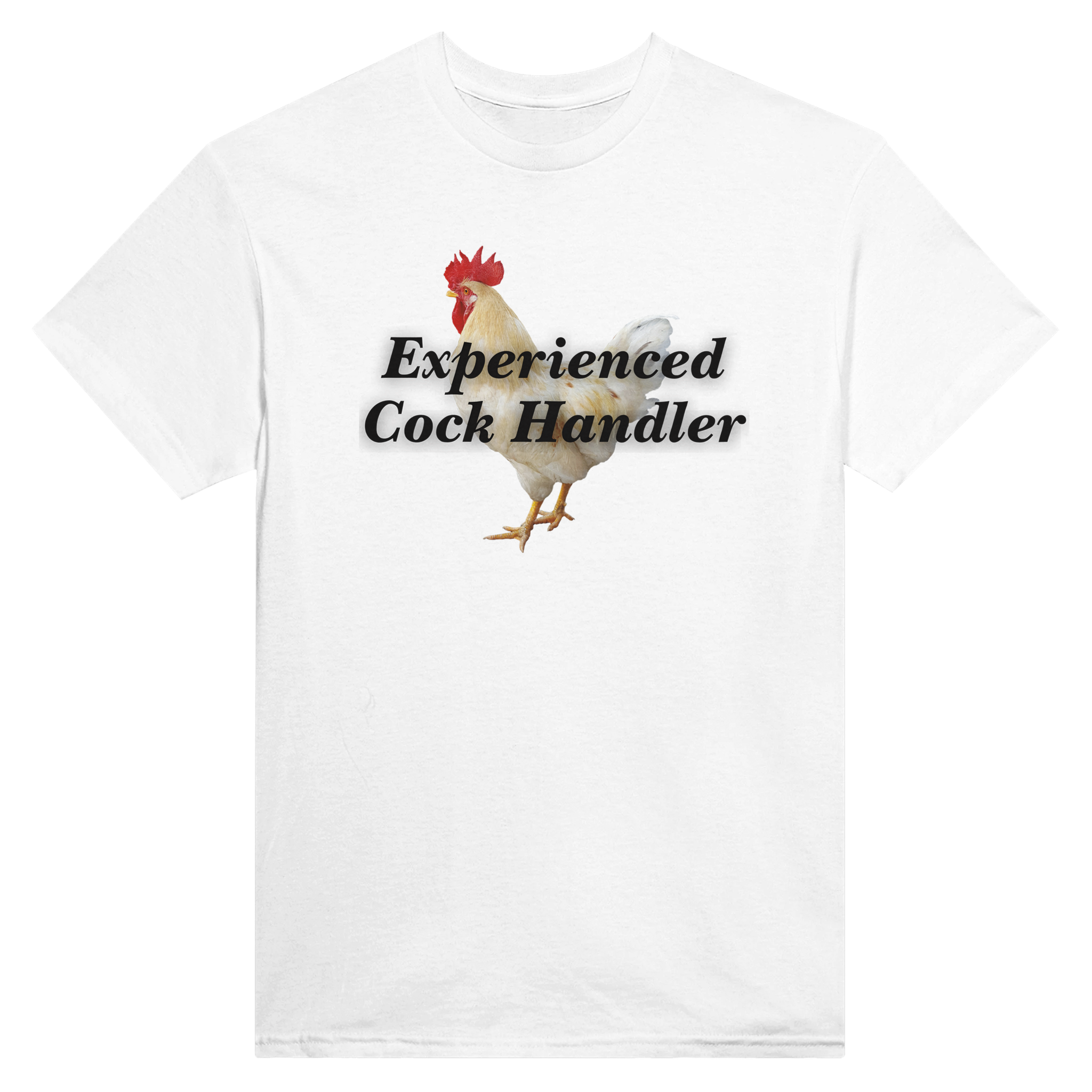 Experienced cock handler – morsom t-skjorte fra Køddeklær