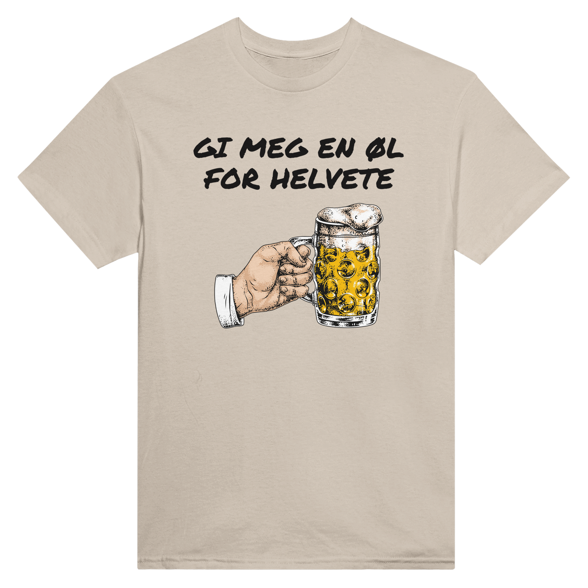 Gi meg en øl for helvete – morsom t-skjorte med norsk humor fra Køddeklær