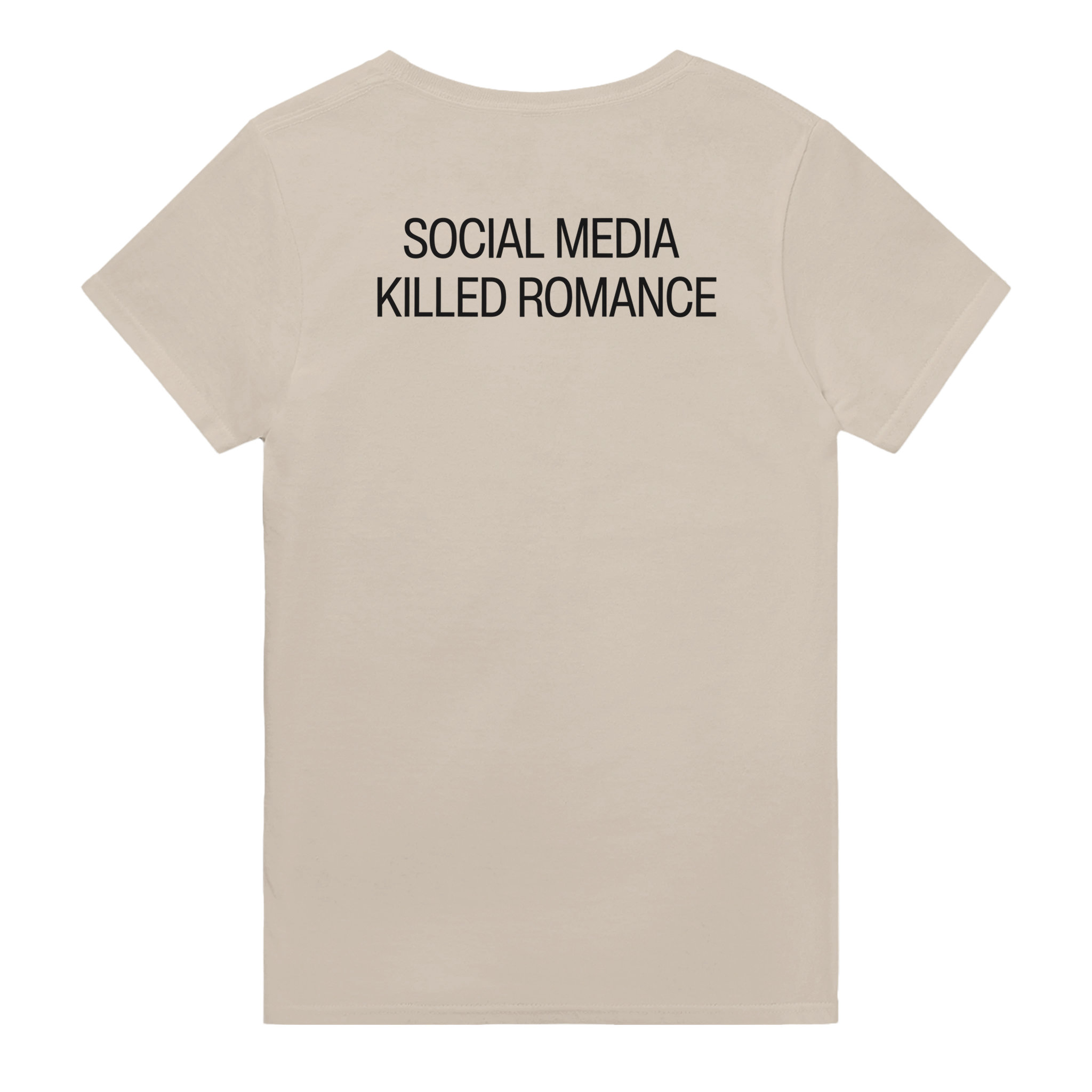 Social media killed romance – morsom t-skjorte med backprint fra Køddeklær