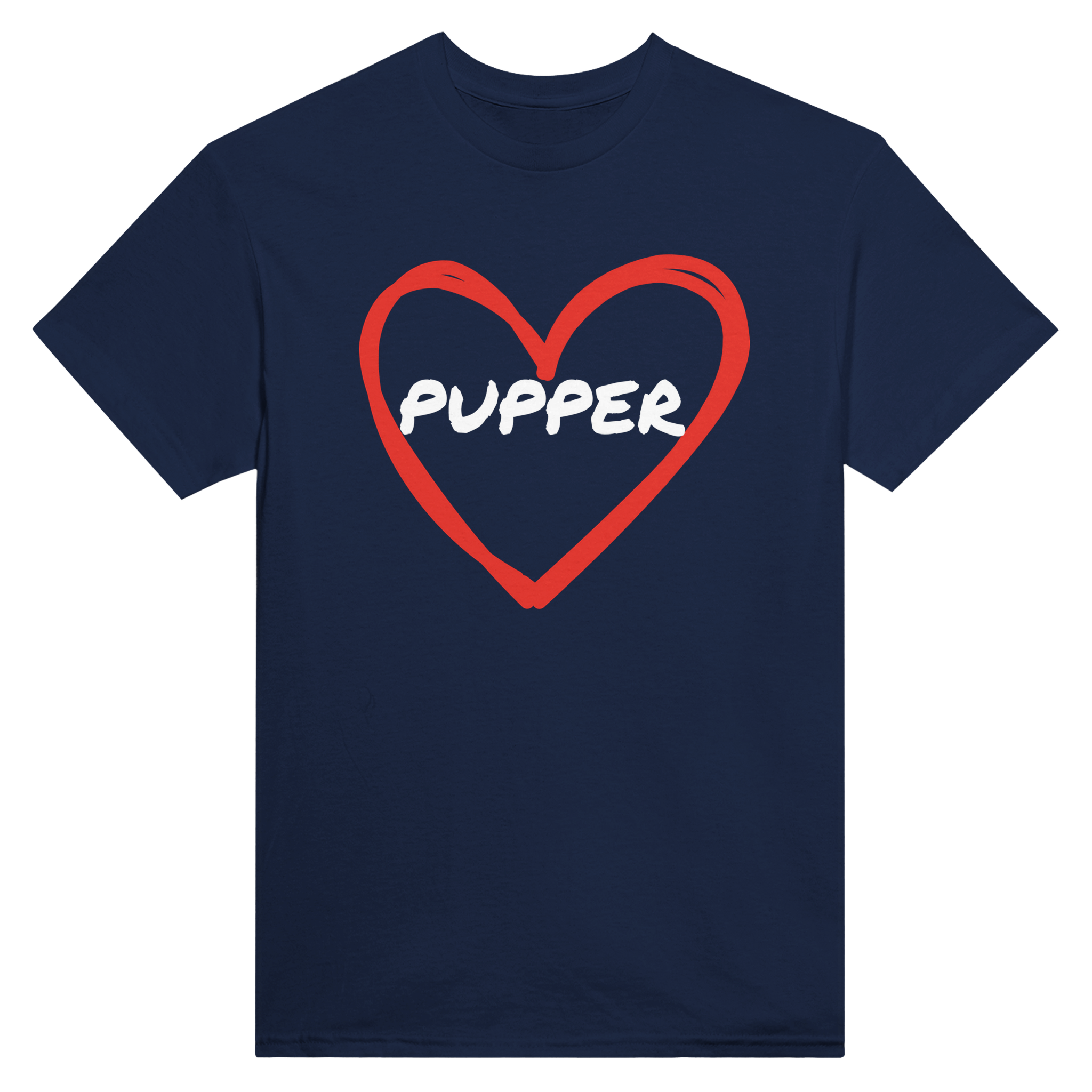 Pupper i et hjerte – morsom t-skjorte med norsk humor fra Køddeklær