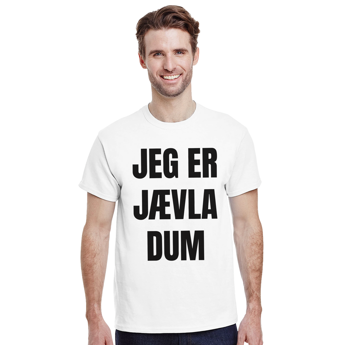 Jeg er jævla dum – morsom t-skjorte med norsk humor fra Køddeklær