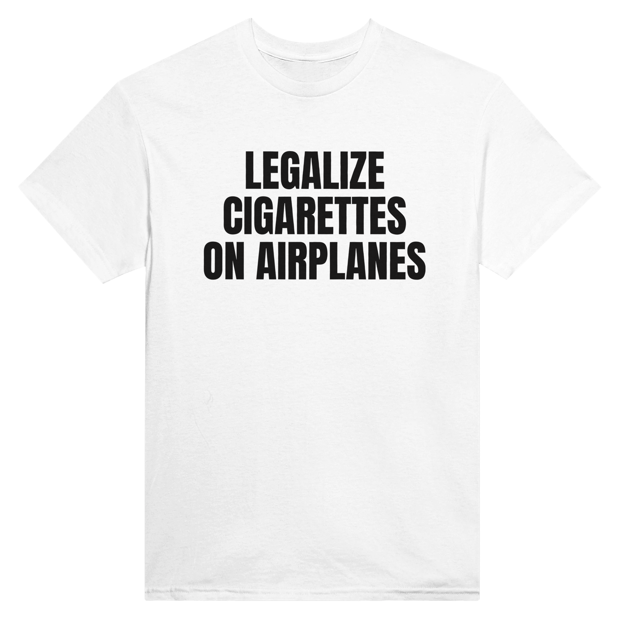 Legalize cigarettes on airplanes – morsom t-skjorte fra Køddeklær