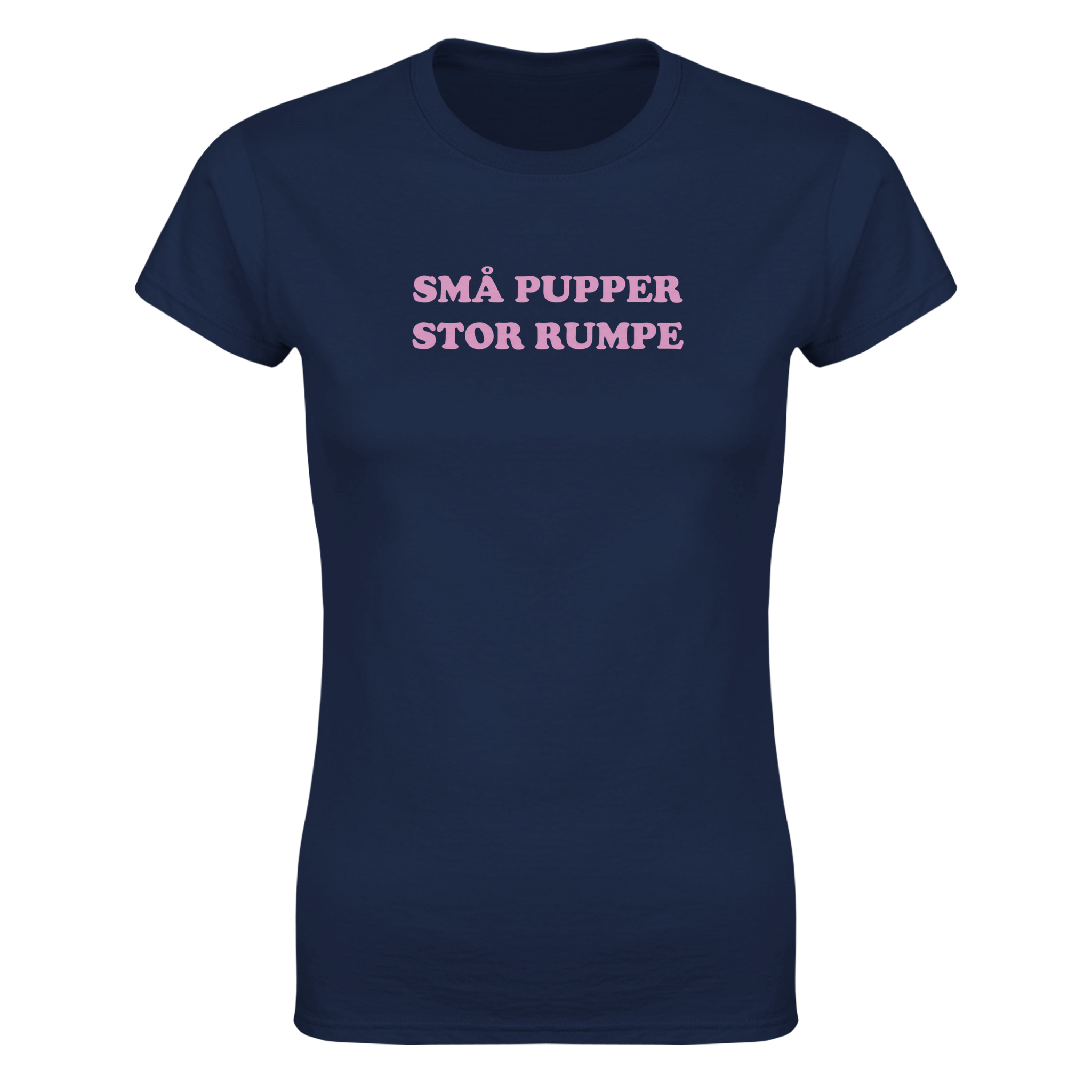 Små pupper stor rumpe – morsom dame-t-skjorte fra Køddeklær