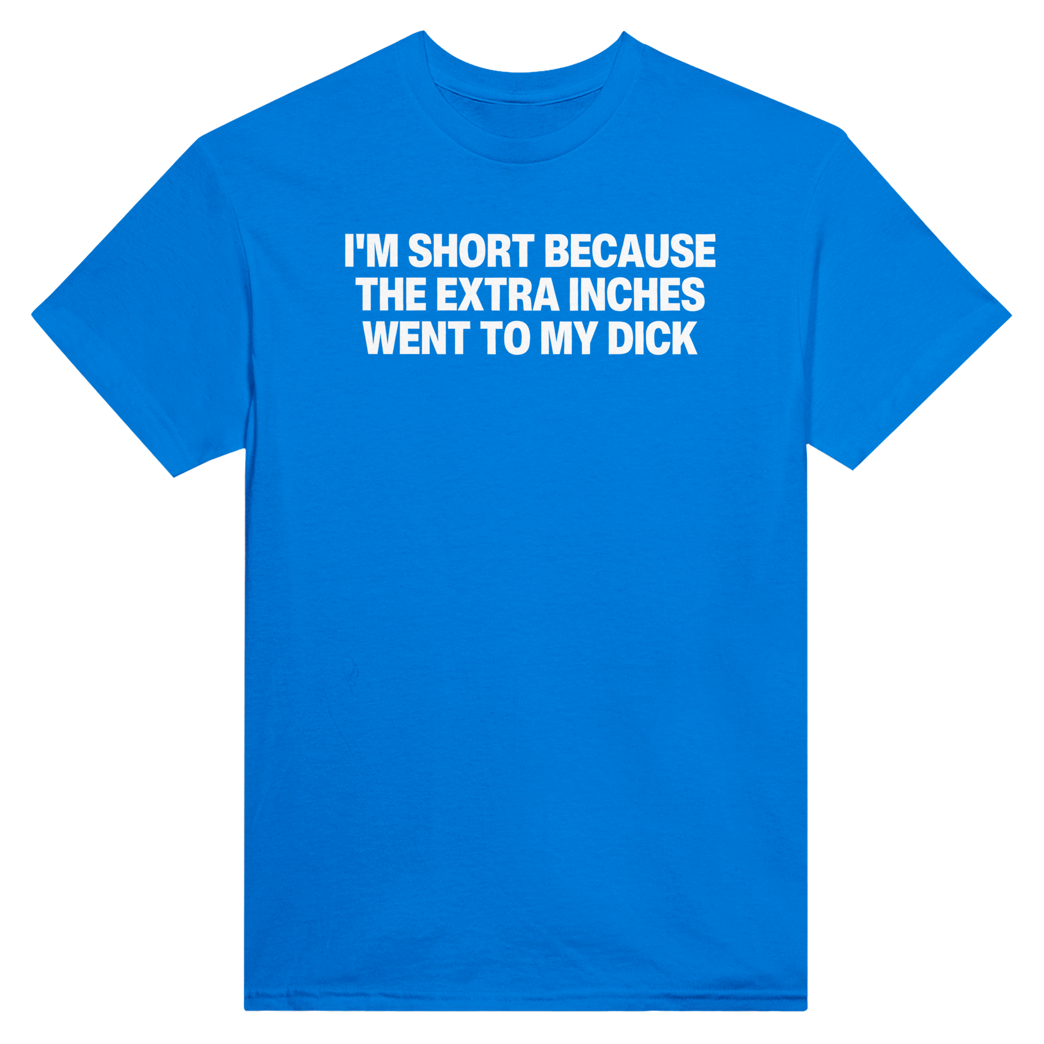 I'm short because the extra inches went to my dick – morsom t-skjorte fra Køddeklær