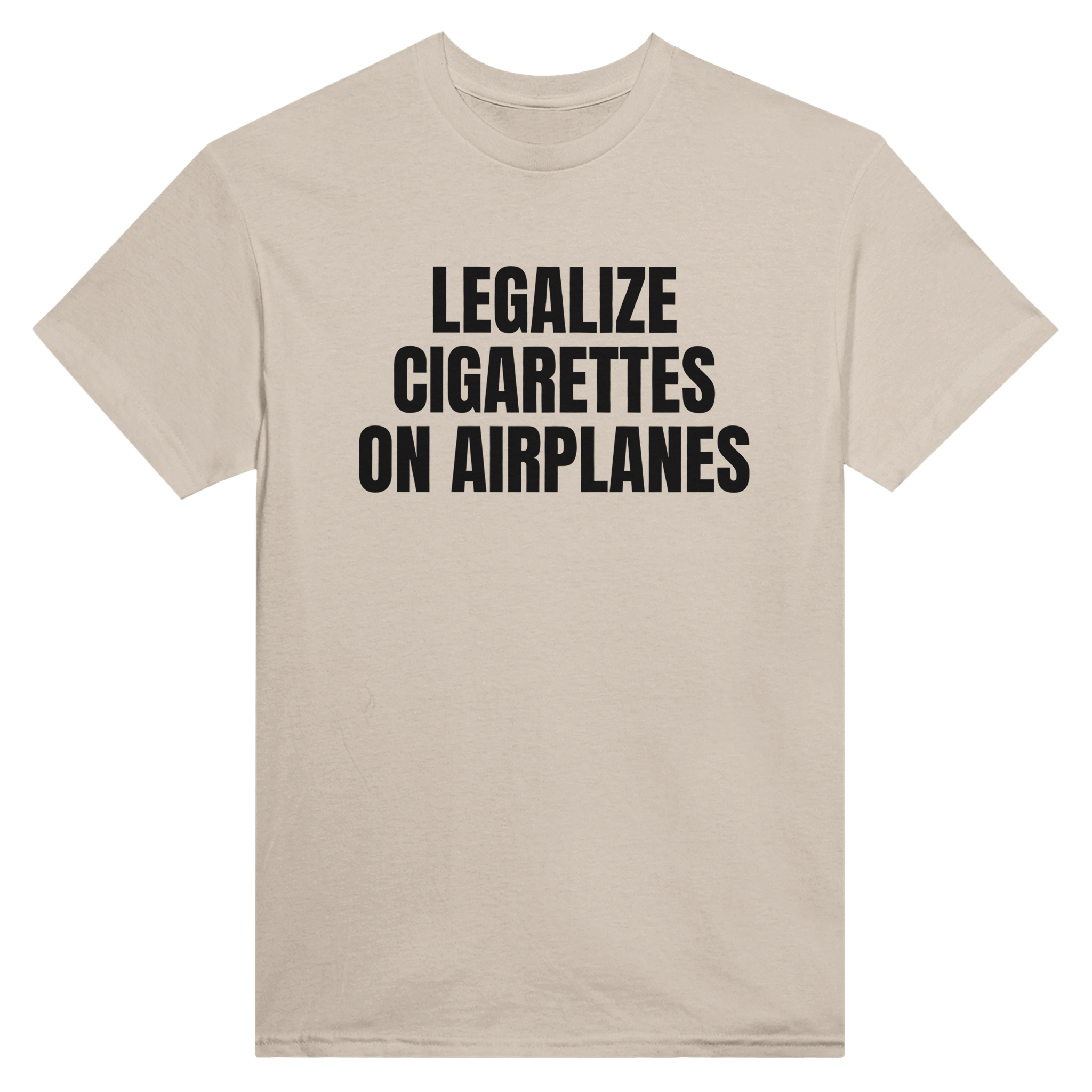 Legalize cigarettes on airplanes – morsom t-skjorte fra Køddeklær