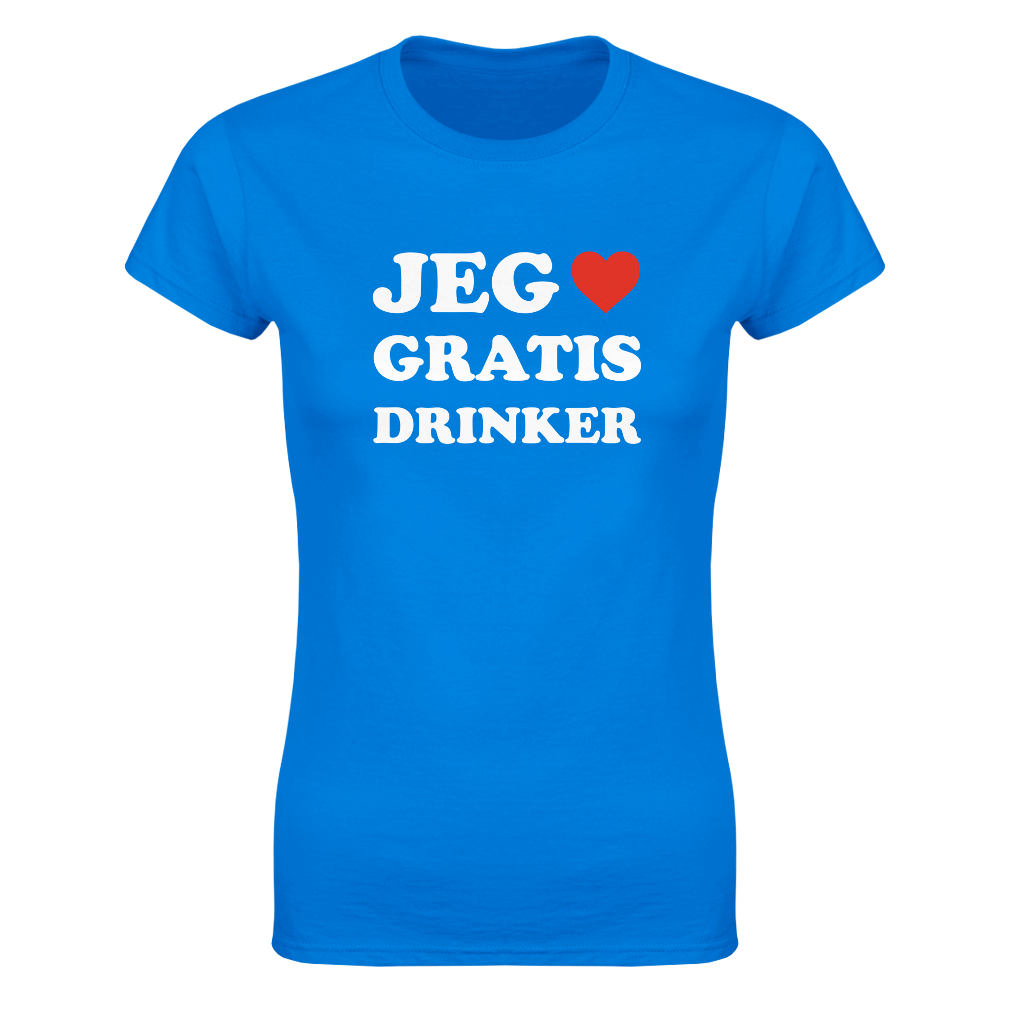 Jeg hjerte gratis drinker – morsom dame-t-skjorte fra Køddeklær