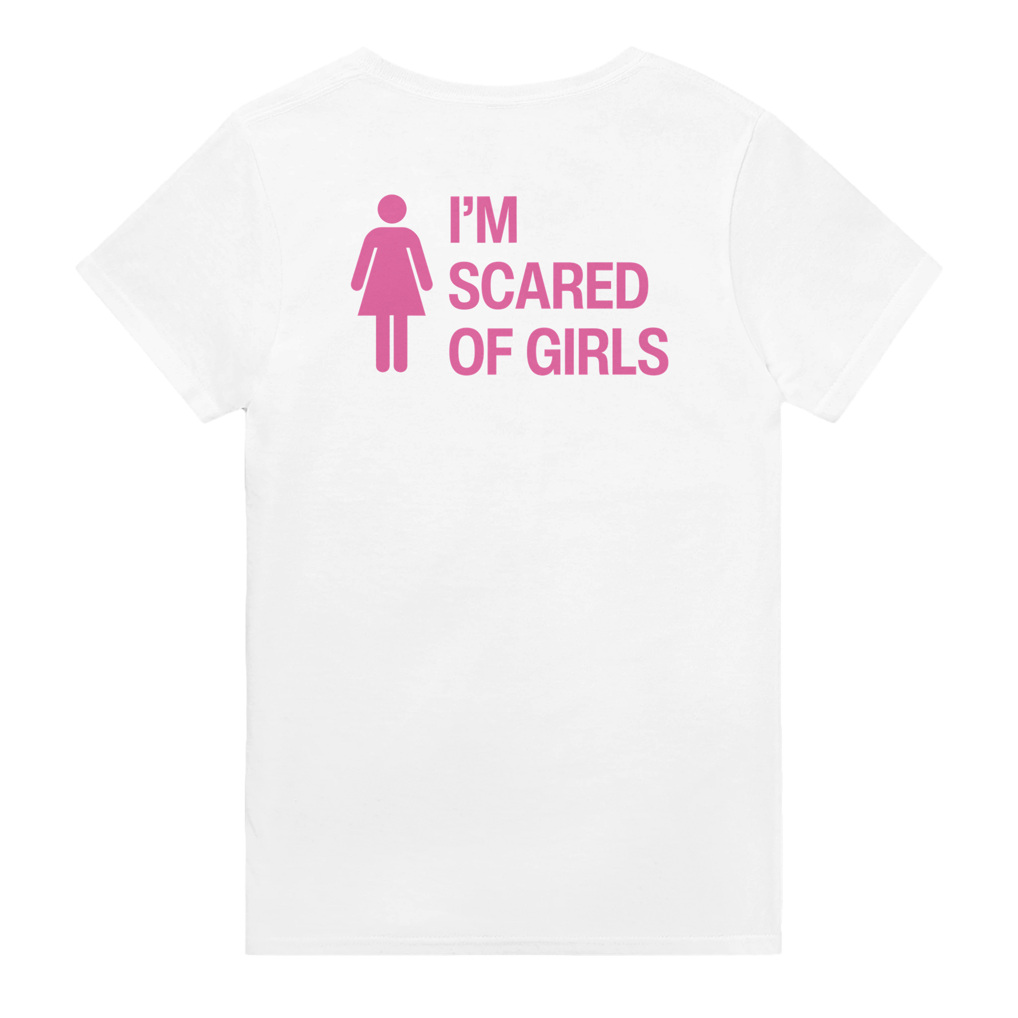 I'm scared of girls – morsom t-skjorte med backprint fra Køddeklær