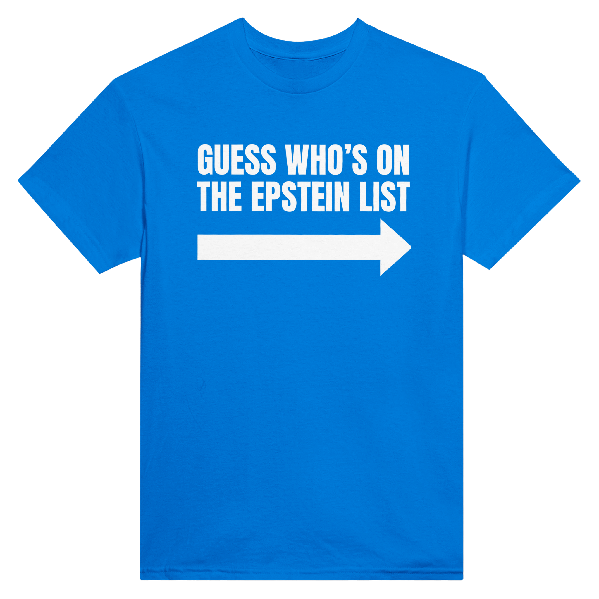 Guess who's on the Epstein list – morsom t-skjorte fra Køddeklær