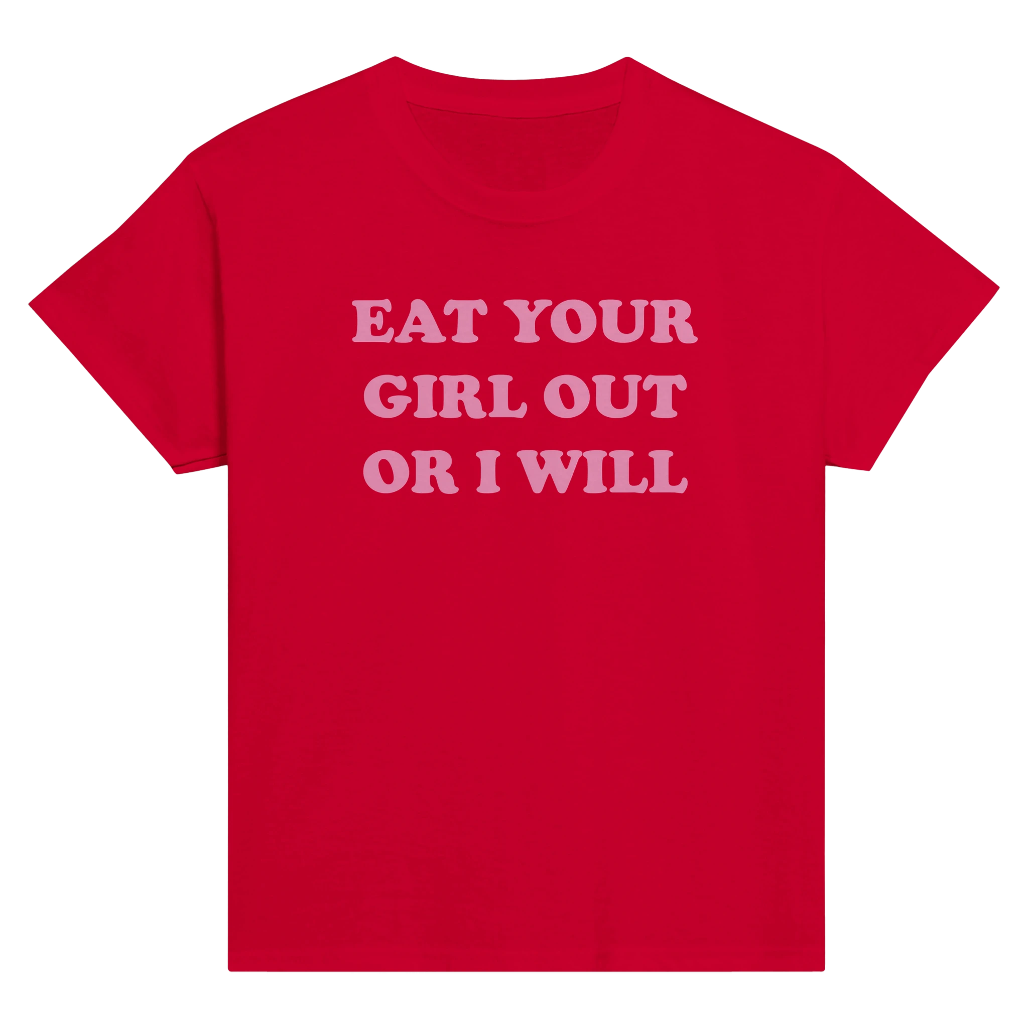 Eat your girl out or i will – morsom baby tee fra Køddeklær