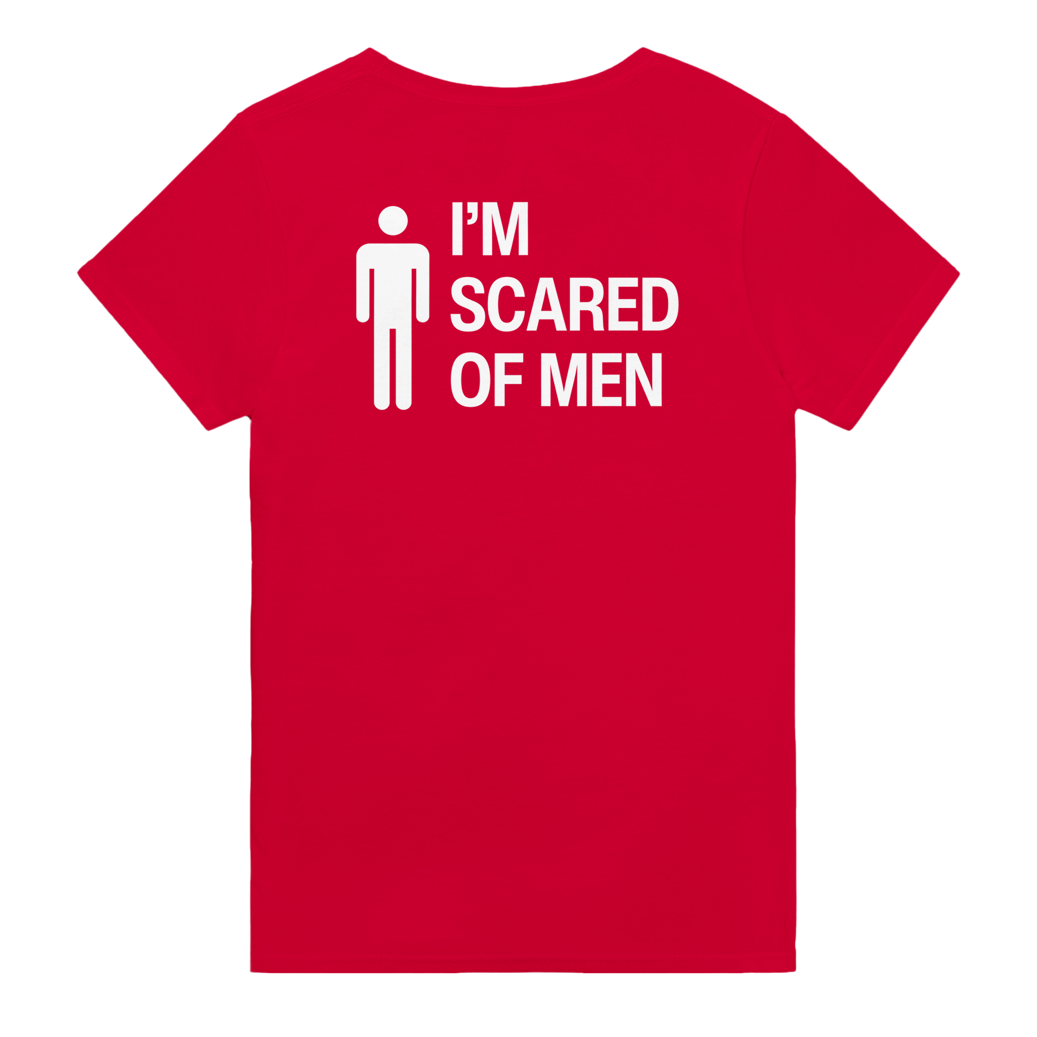 I'm scared of men – morsom t-skjorte med backprint fra Køddeklær