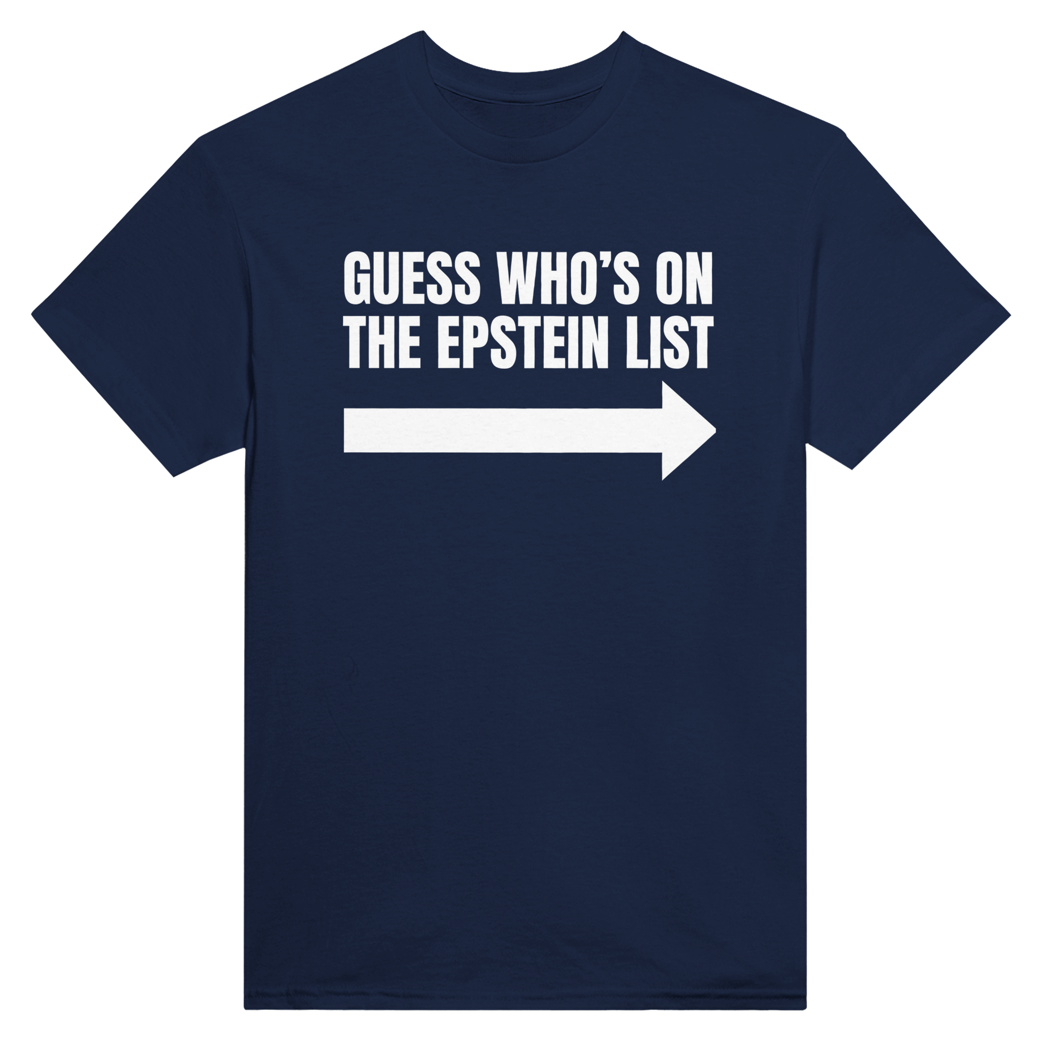 Guess who's on the Epstein list – morsom t-skjorte fra Køddeklær