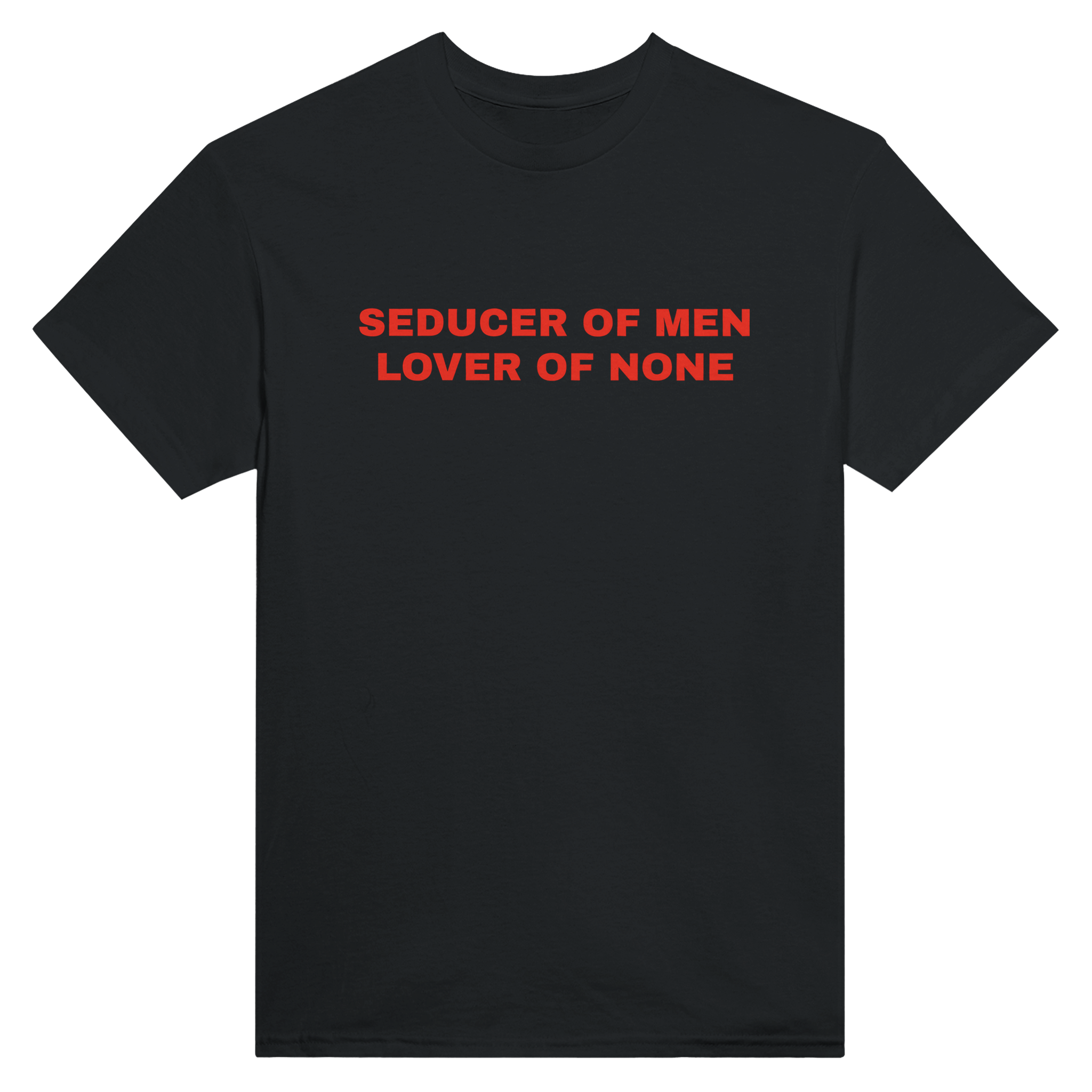 Seducer of men lover of none – morsom t-skjorte fra Køddeklær