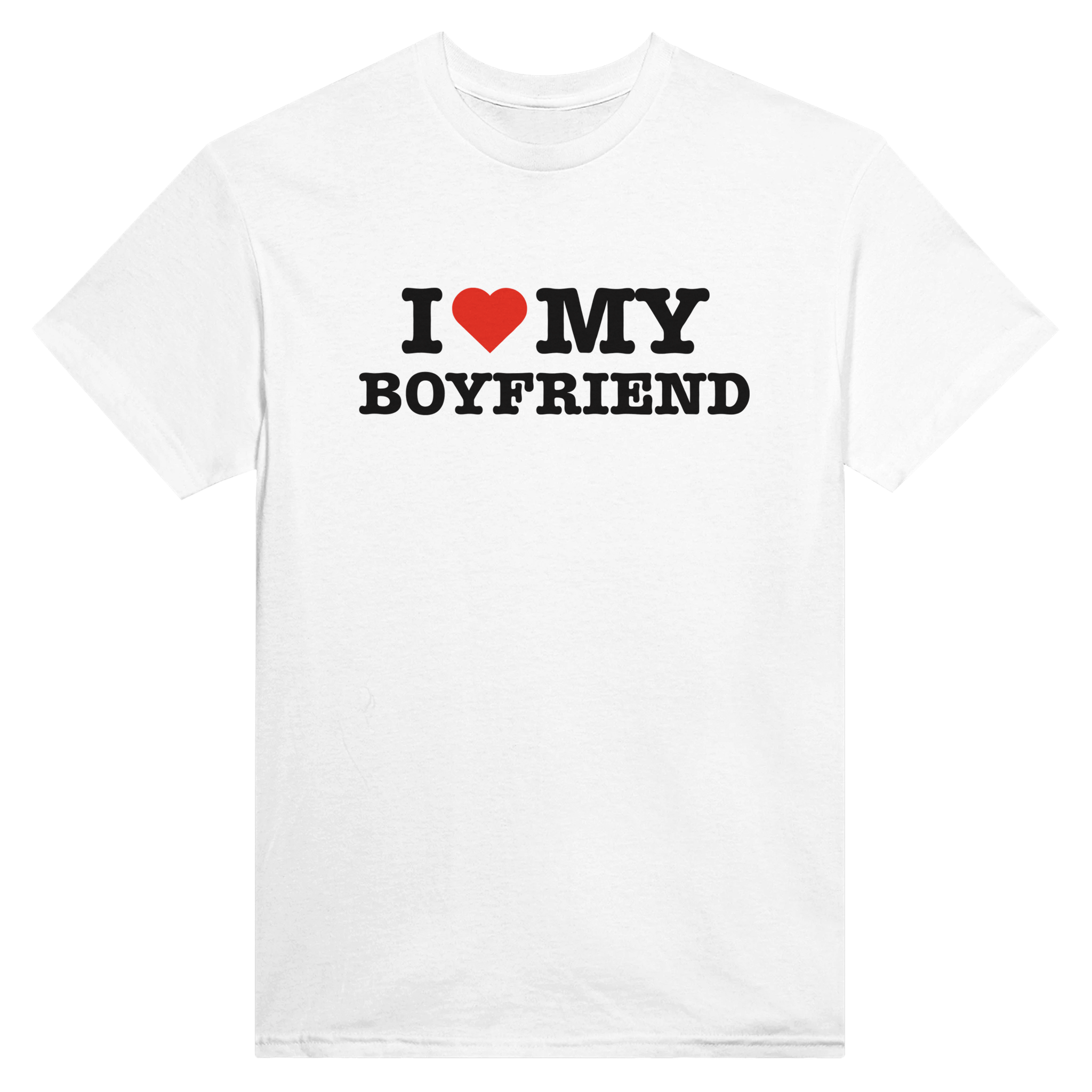 I love my boyfriend – morsom t-skjorte fra Køddeklær
