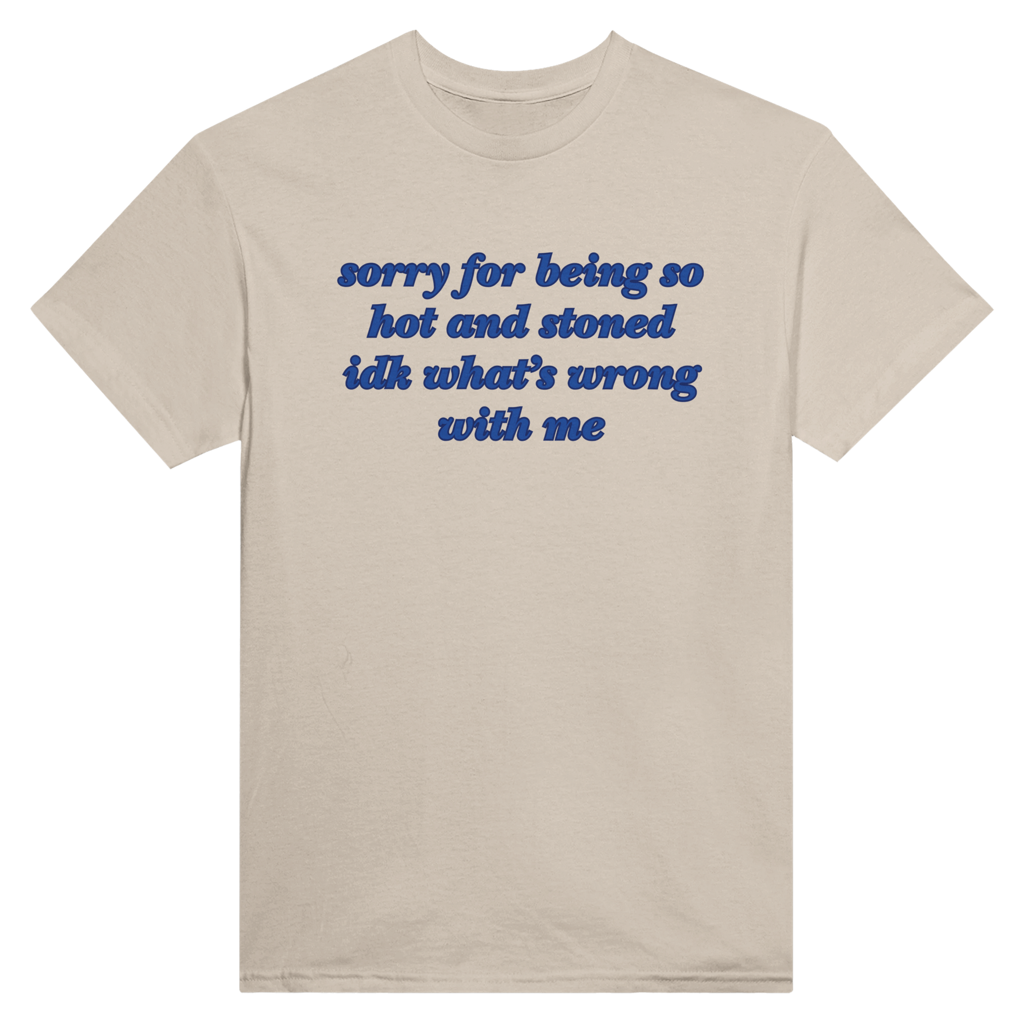 Sorry for being so hot and stoned idk what's wrong with me – morsom t-skjorte fra Køddeklær
