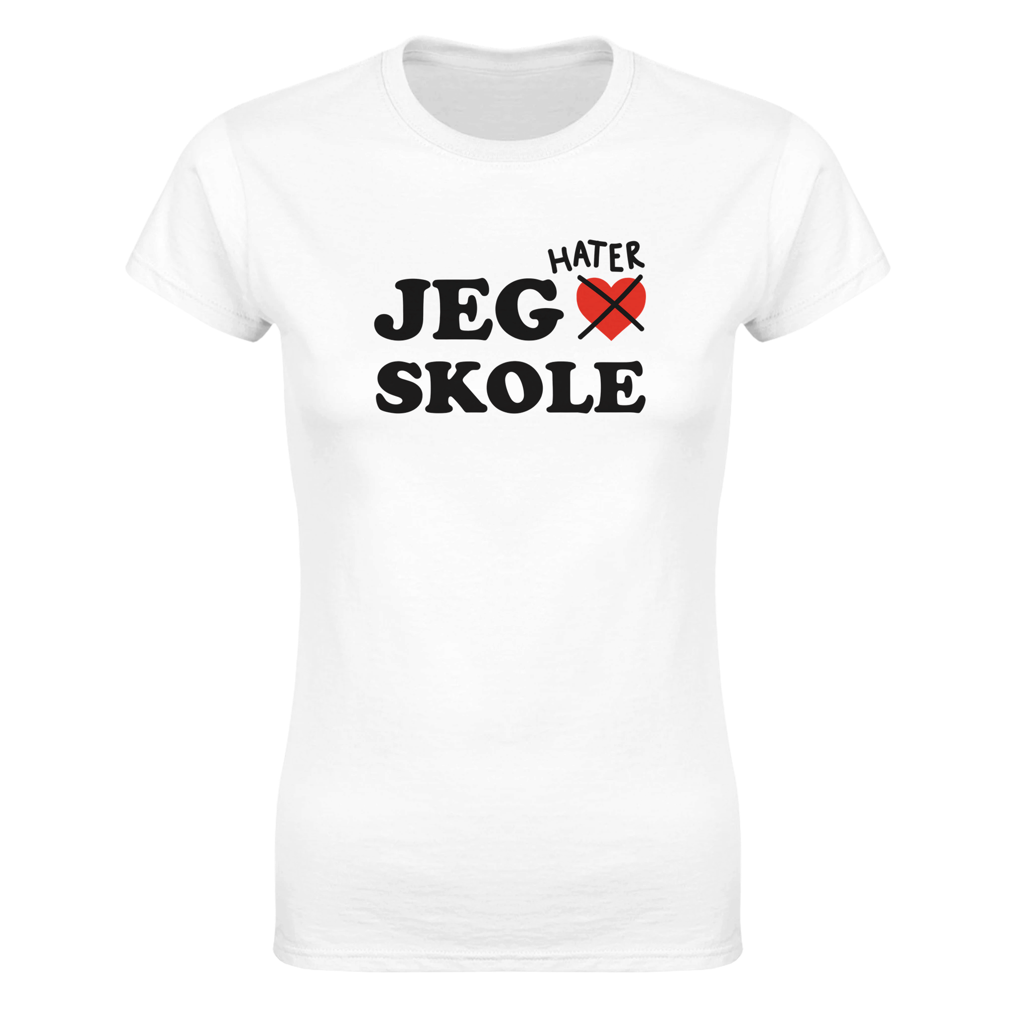 Jeg hater skole – morsom dame-t-skjorte fra Køddeklær