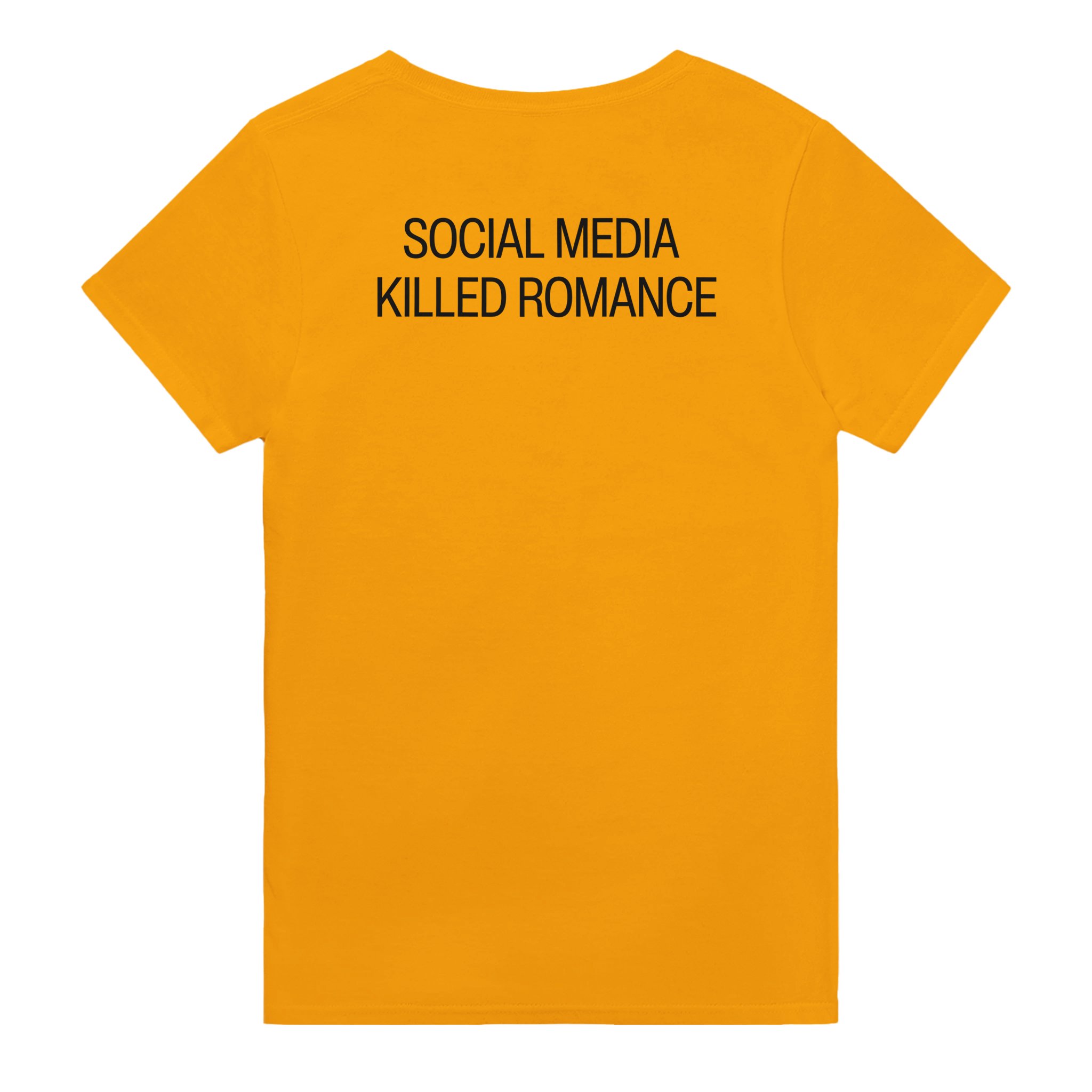 Social media killed romance – morsom t-skjorte med backprint fra Køddeklær