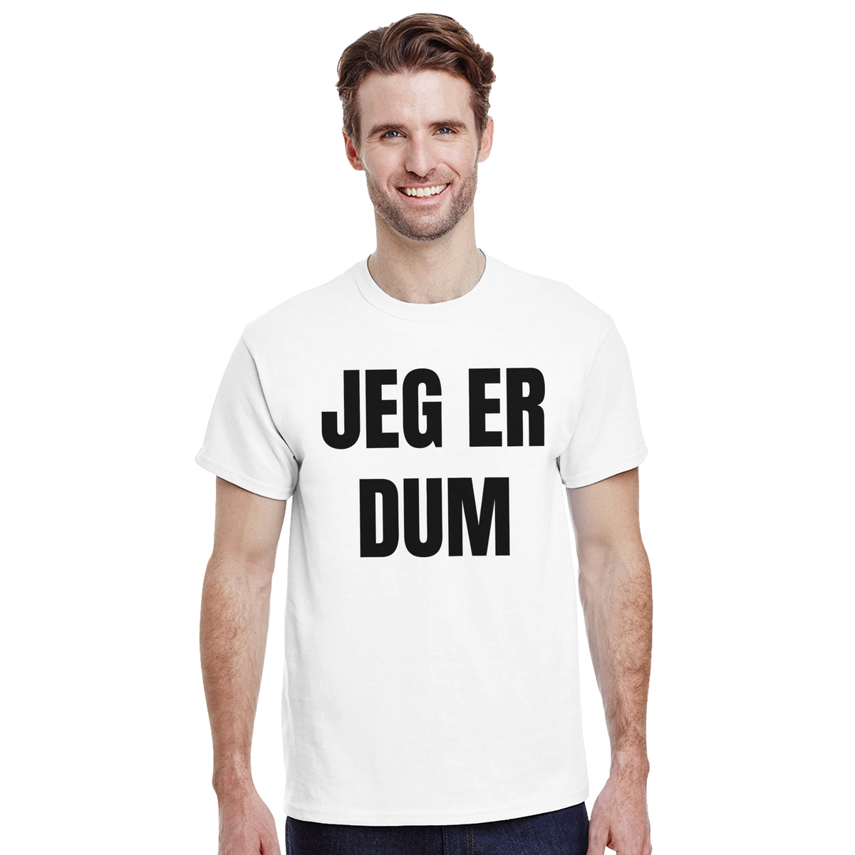 Jeg er dum – morsom t-skjorte med norsk humor fra Køddeklær