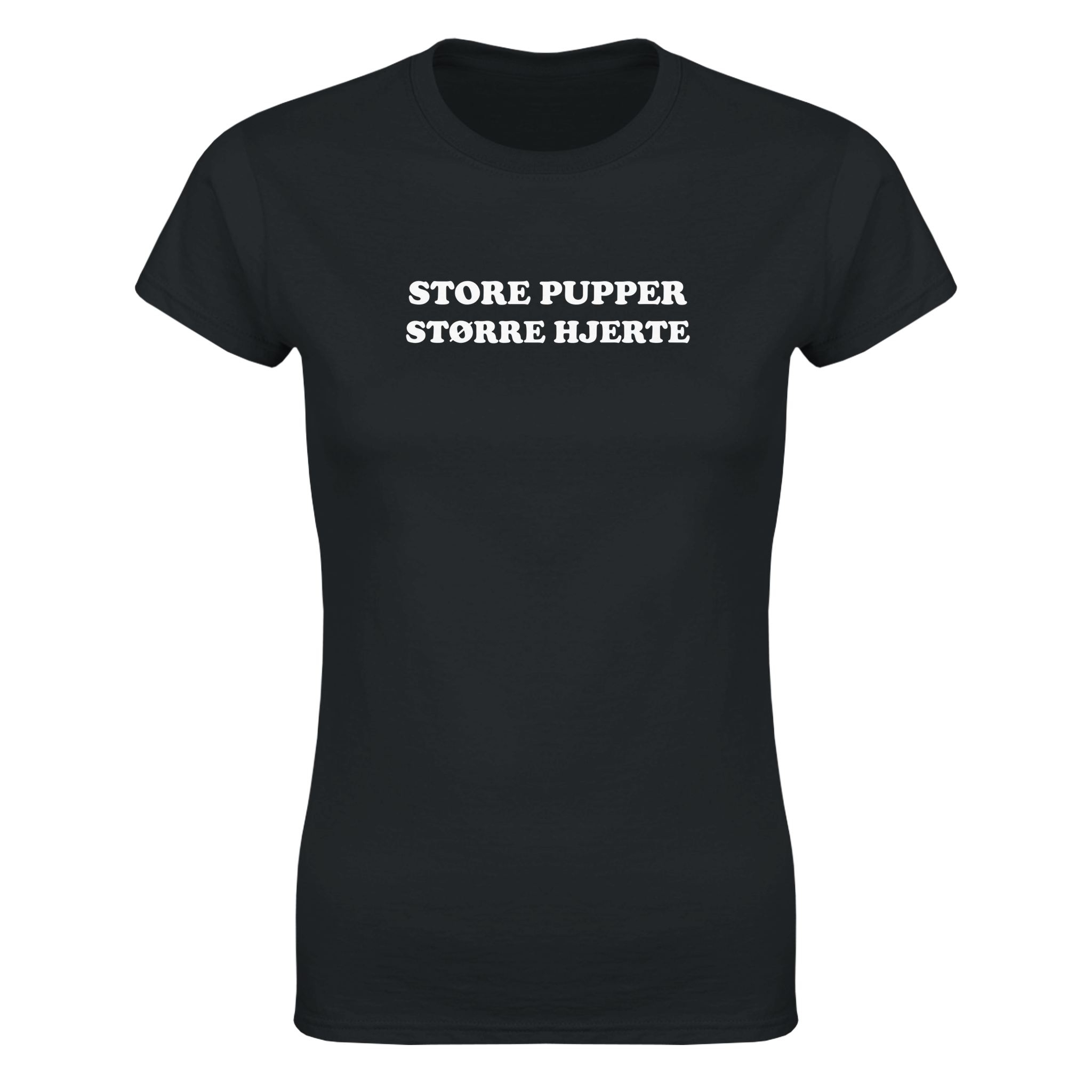 Store pupper større hjerte – morsom dame-t-skjorte fra Køddeklær
