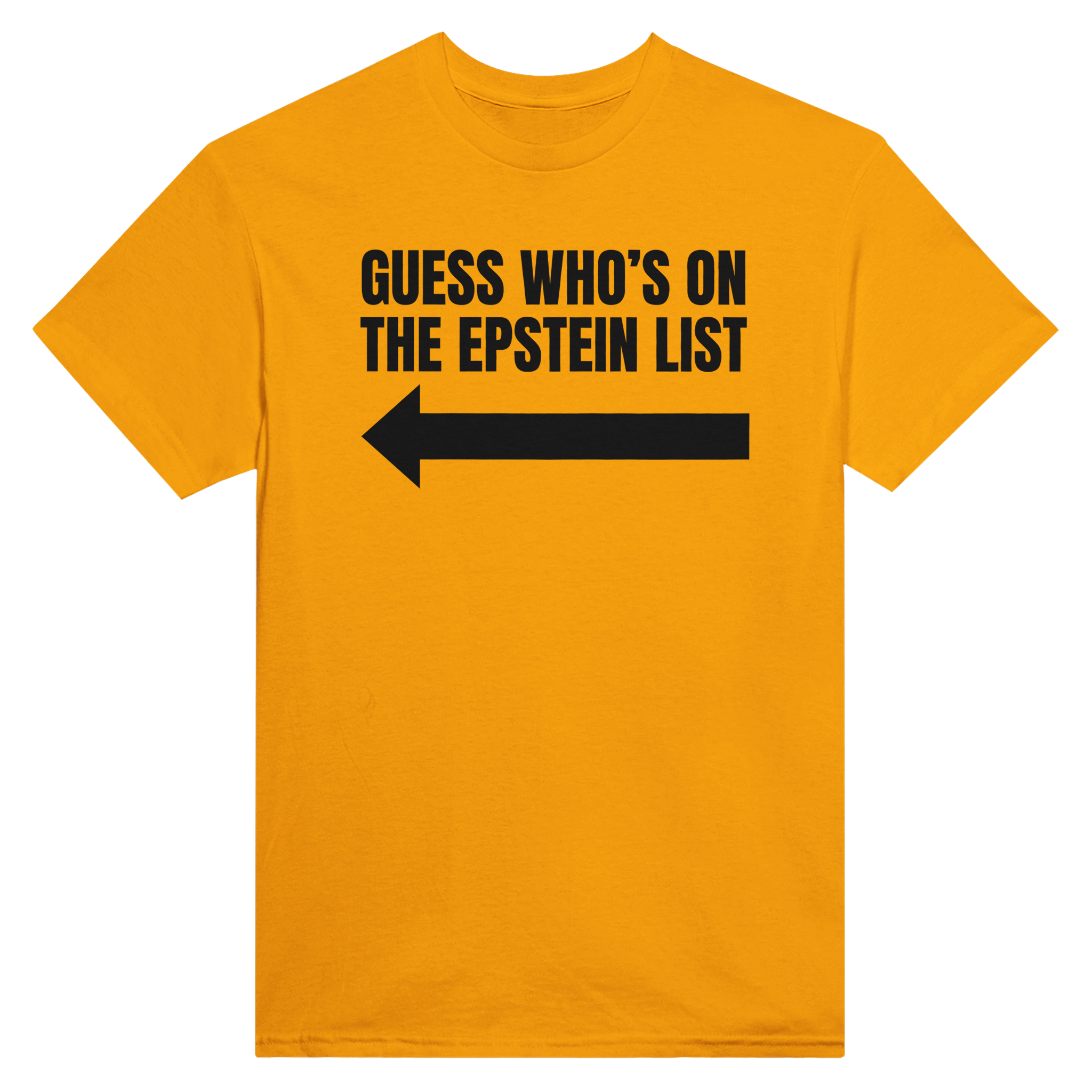 Guess who's on the epstein list arrow – morsom t-skjorte fra Køddeklær