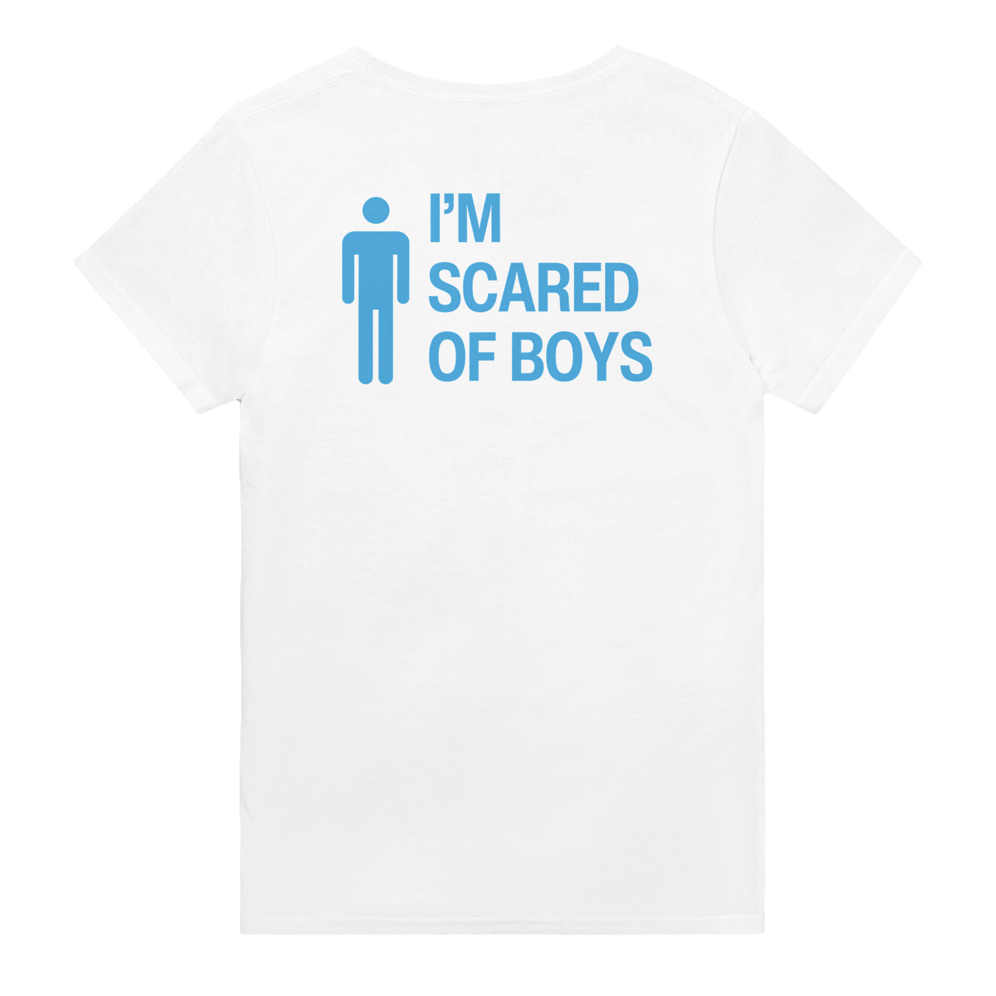 I'm scared of boys – morsom t-skjorte med backprint fra Køddeklær